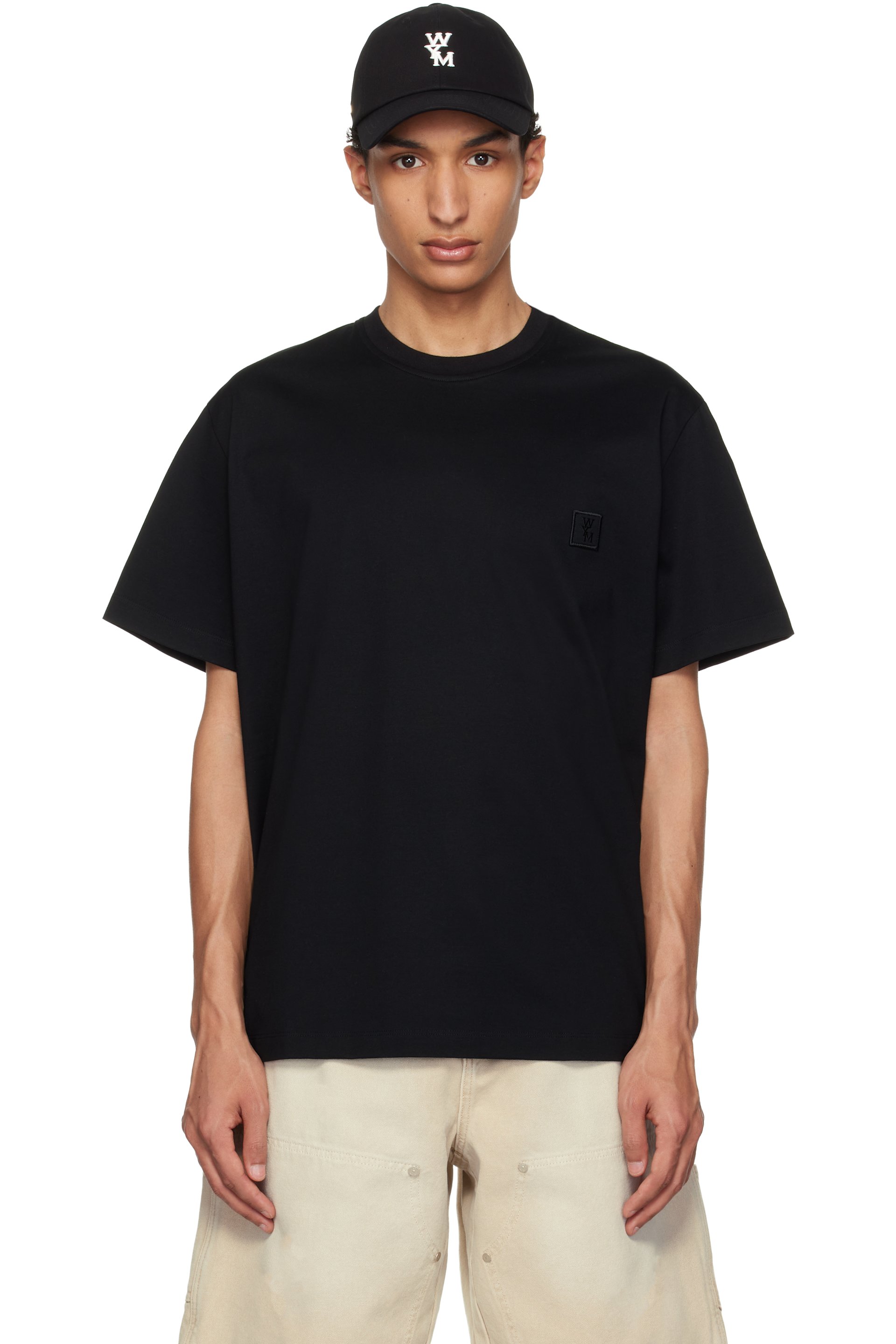 WOOYOUNGMI - Black Cotton Back Logo T-shirt
