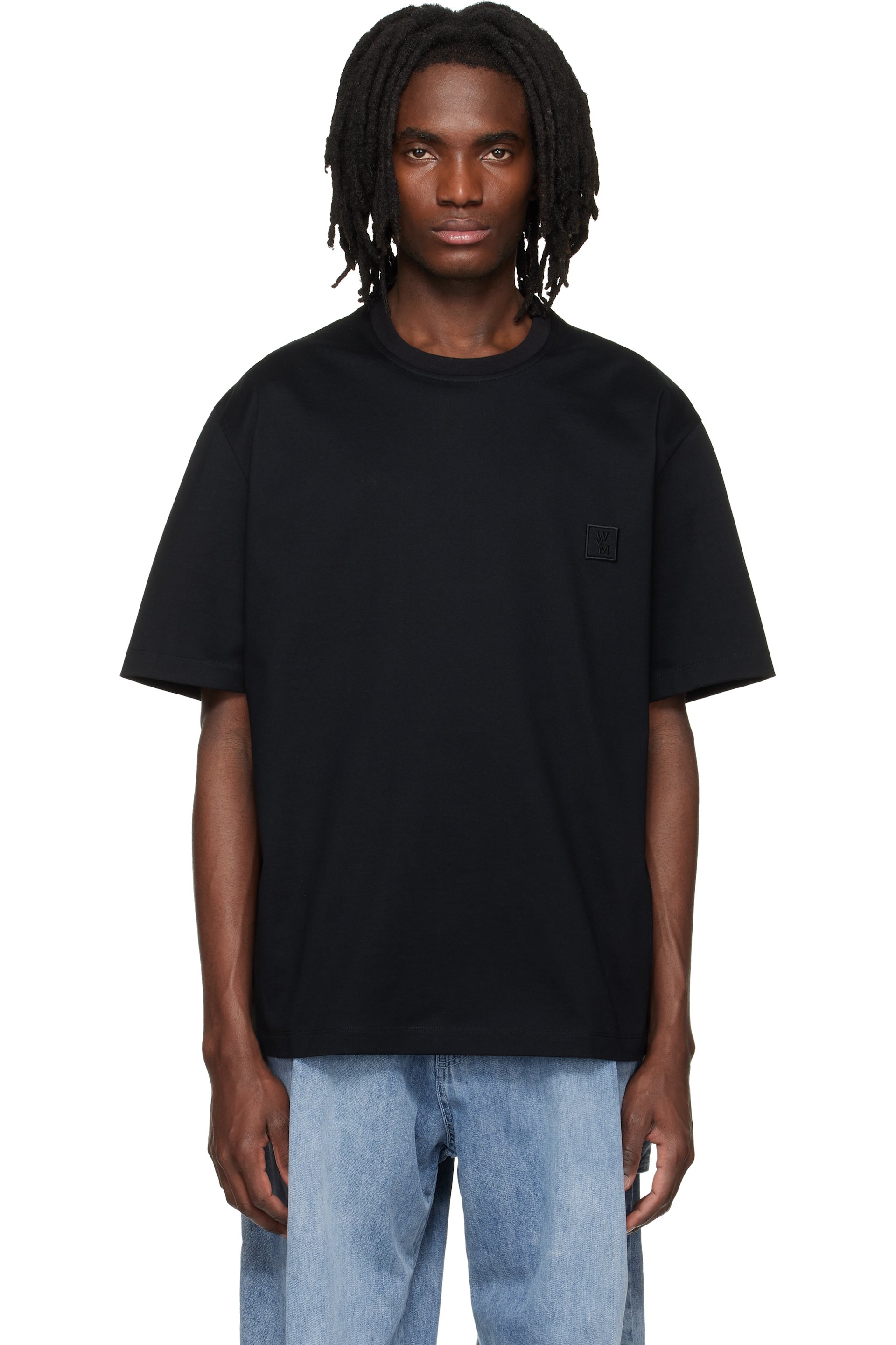 Black Flower Back Logo T-shirt by WOOYOUNGMI on Sale