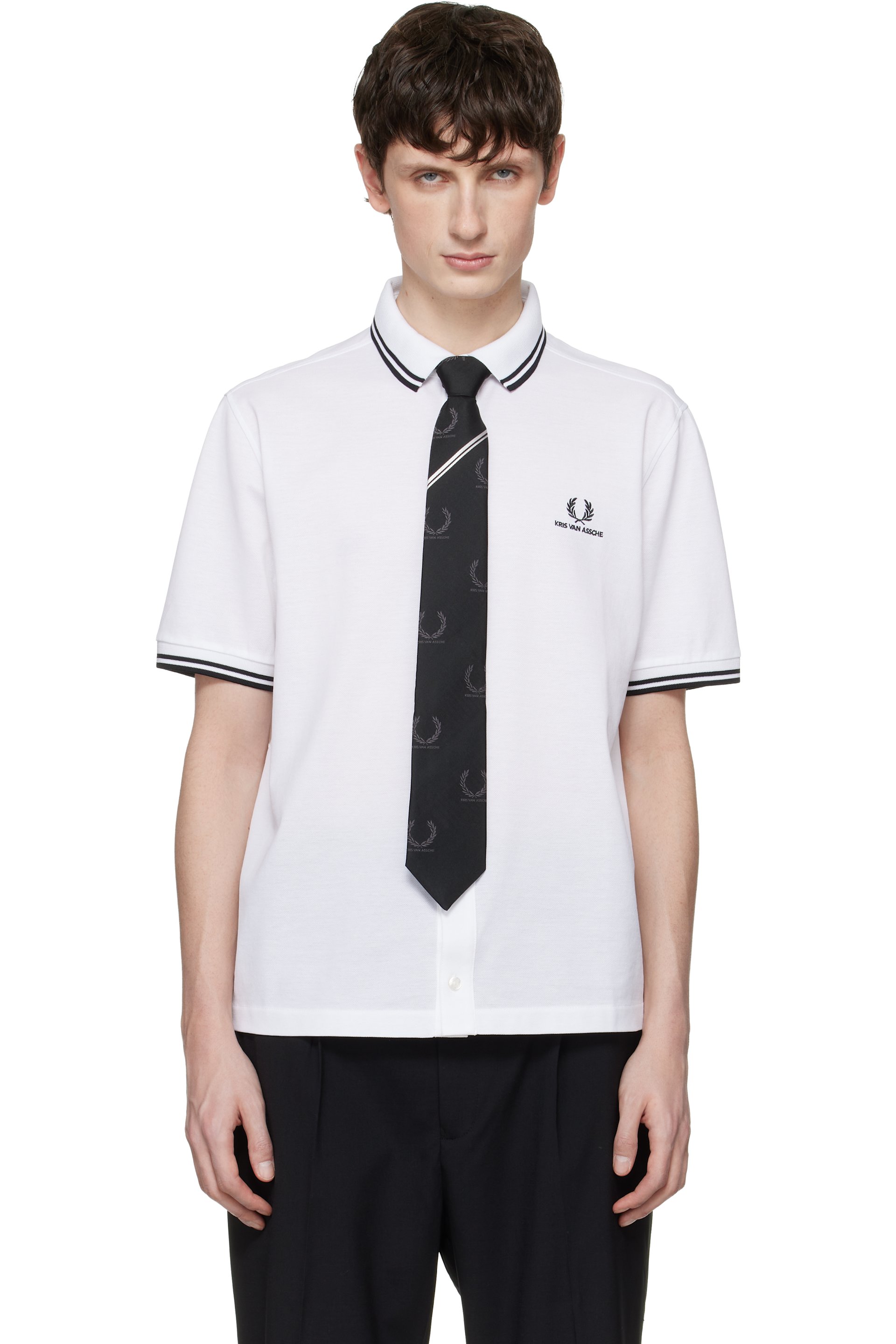 Fred Perry - 화이트 Kris Van Assche 핀스트라이프 셔츠