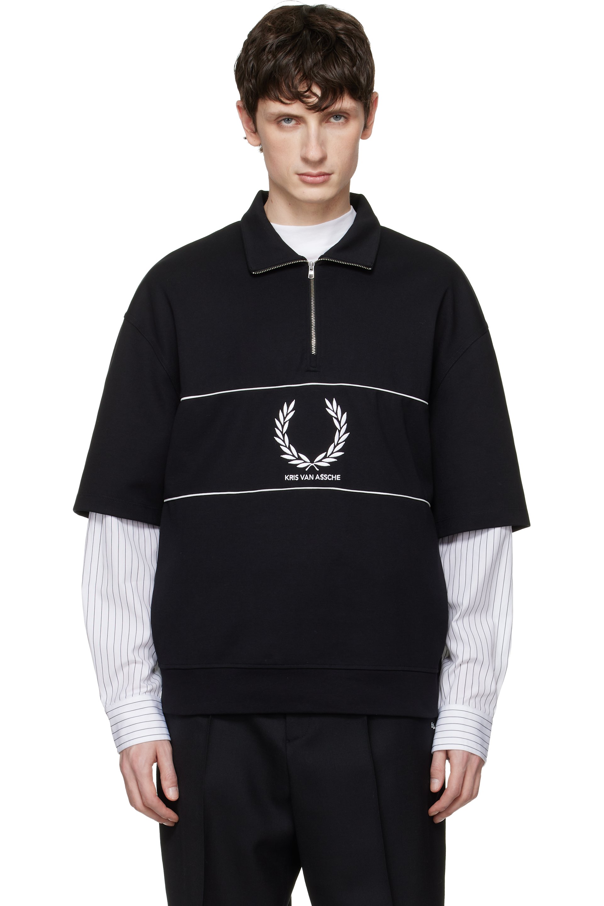 Fred Perry - Black Kris Van Assche Edition Half Zip Sweatshirt