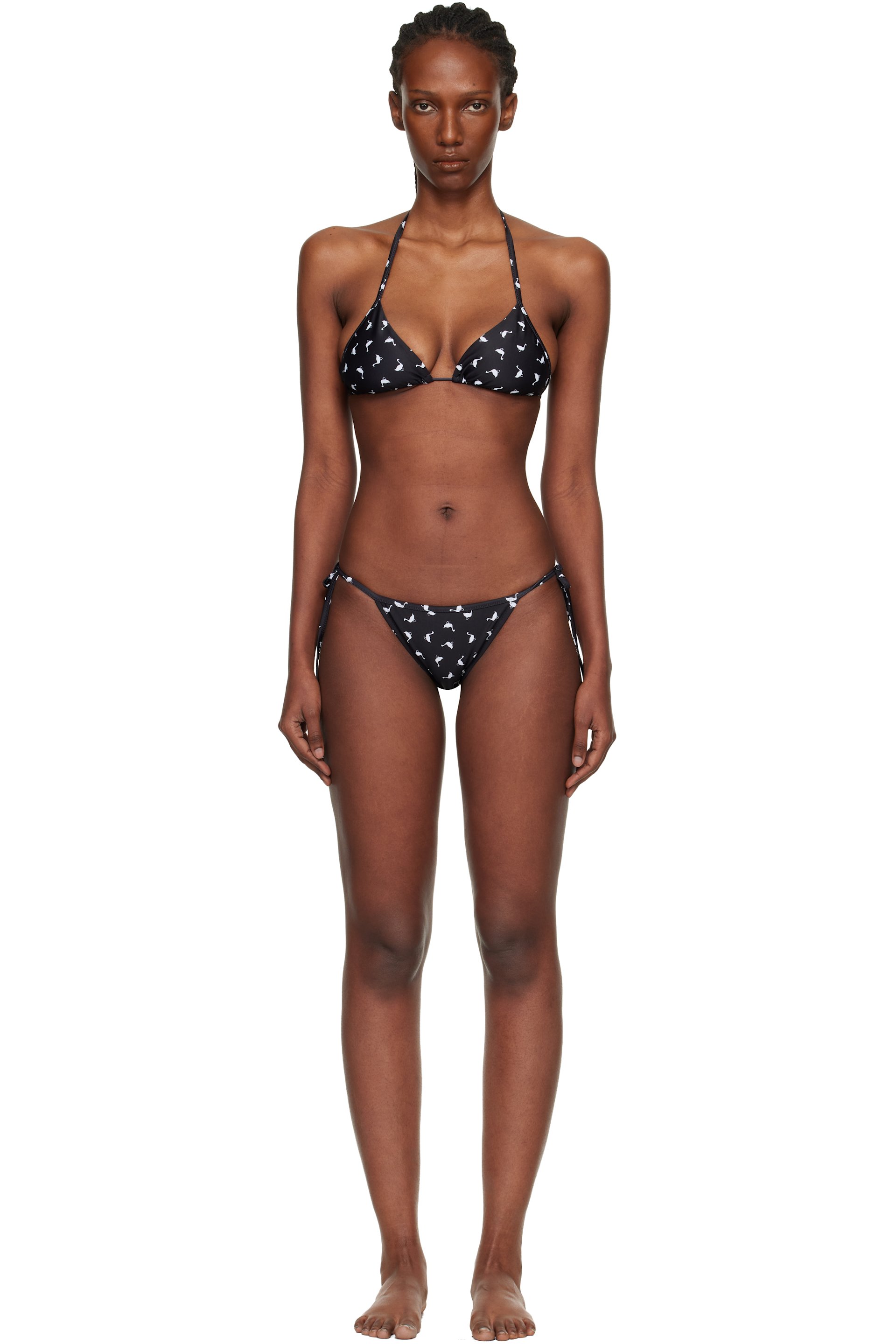 Moschino - Bikini noir à motif d'oies