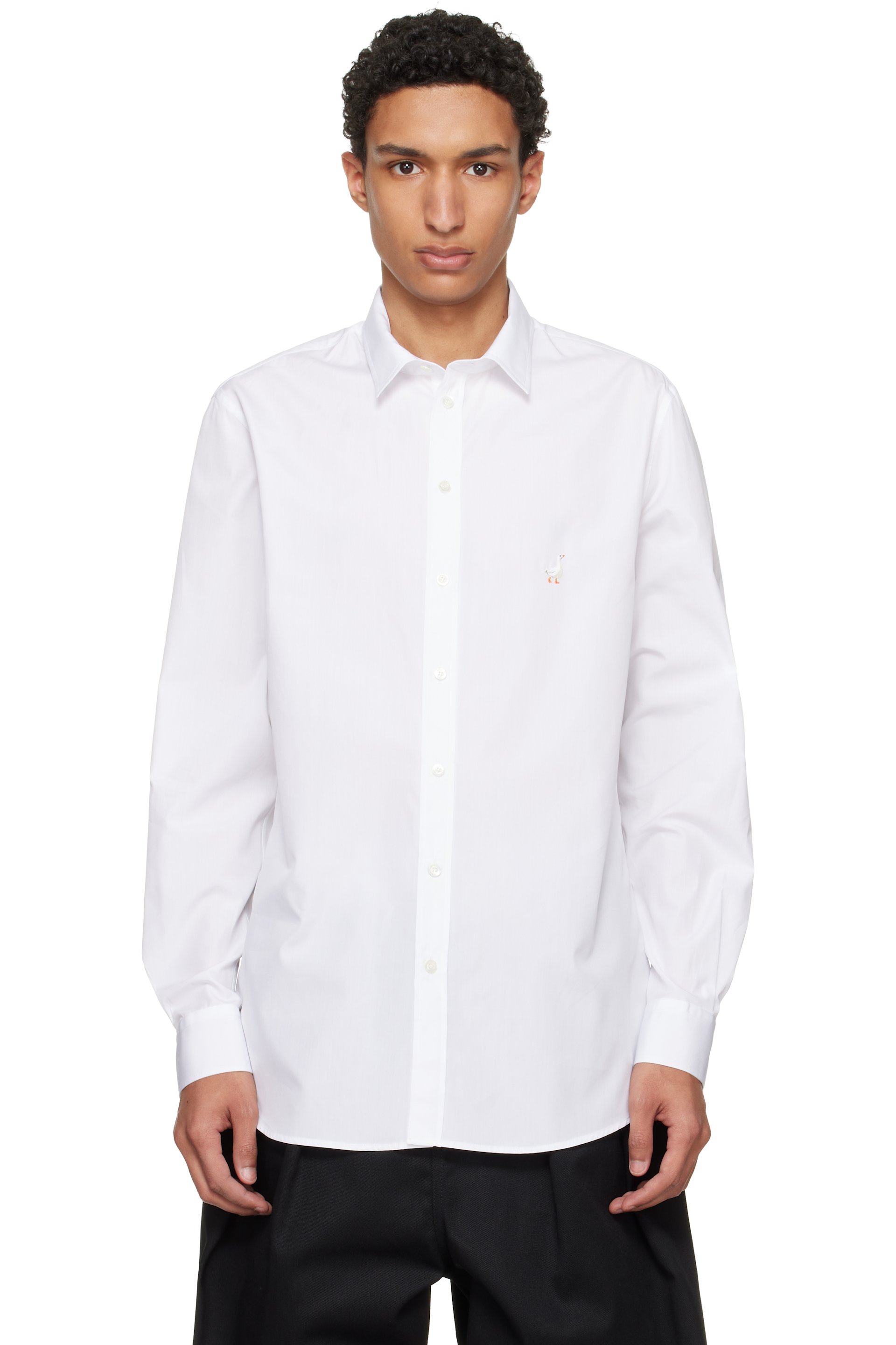 Moschino - White Embroidered Archive Goose Shirt