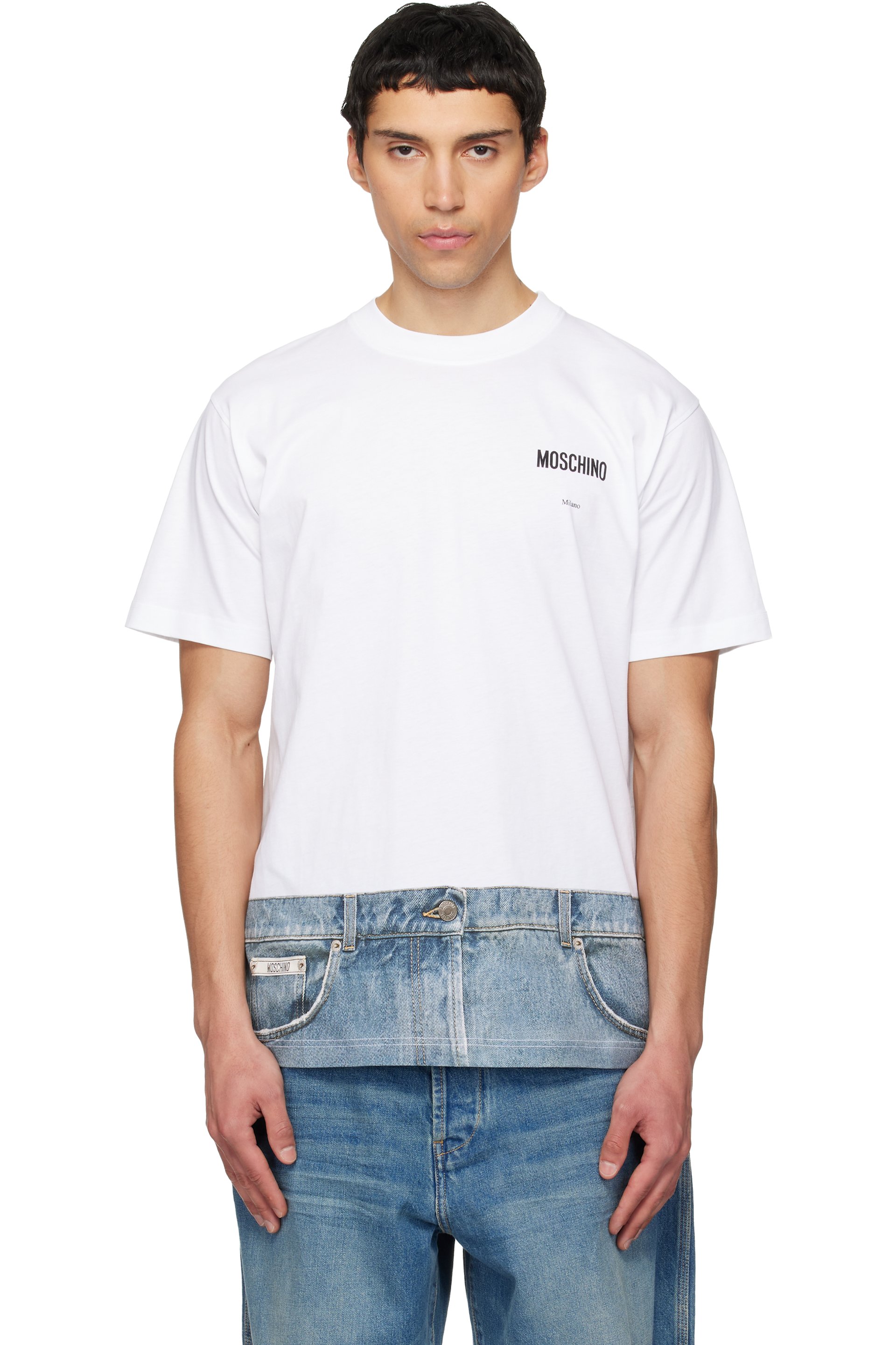 Moschino - White Printed Organic Cotton Jersey T-shirt