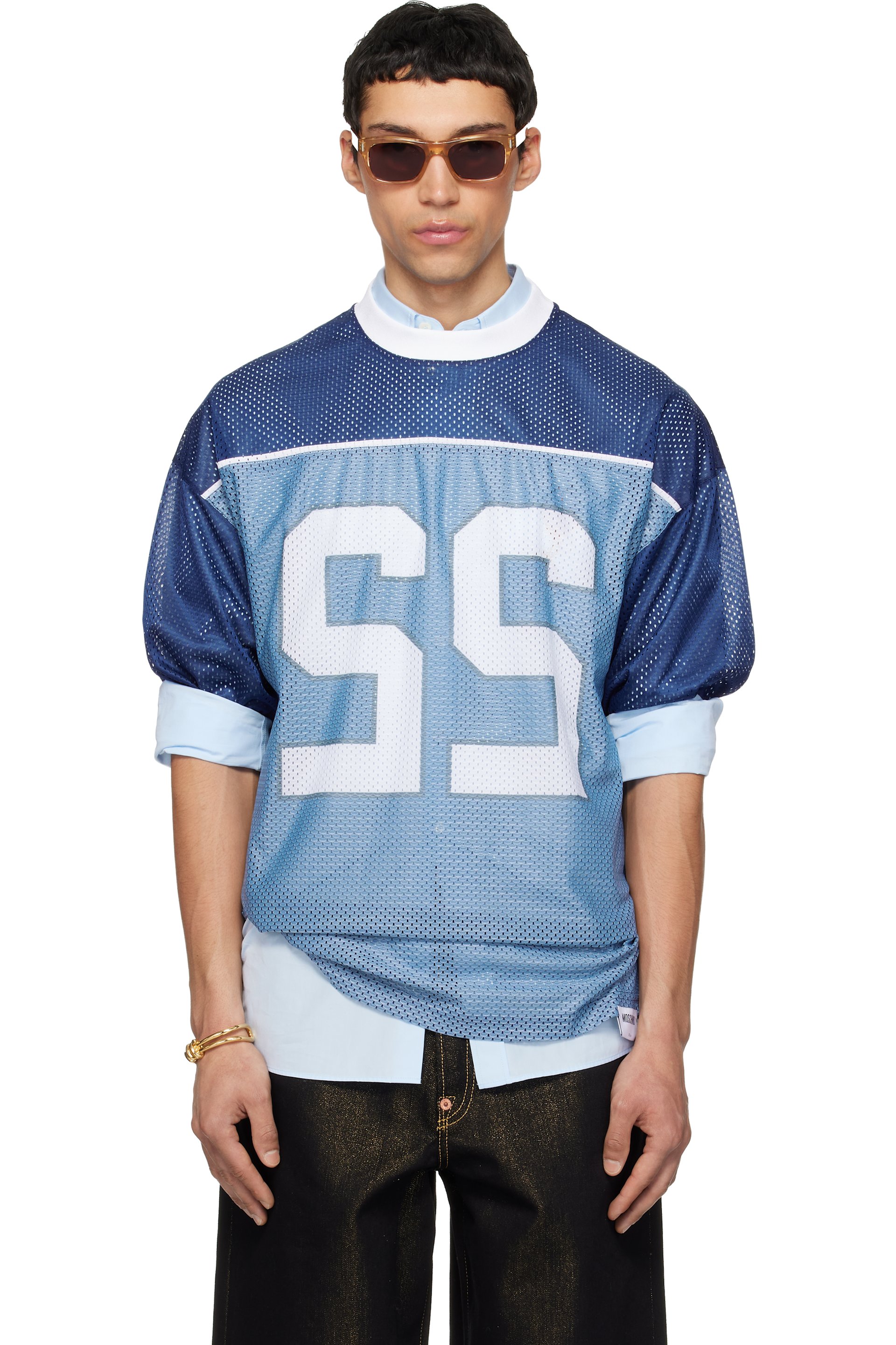 Moschino - Blue Technical Mesh Jersey
