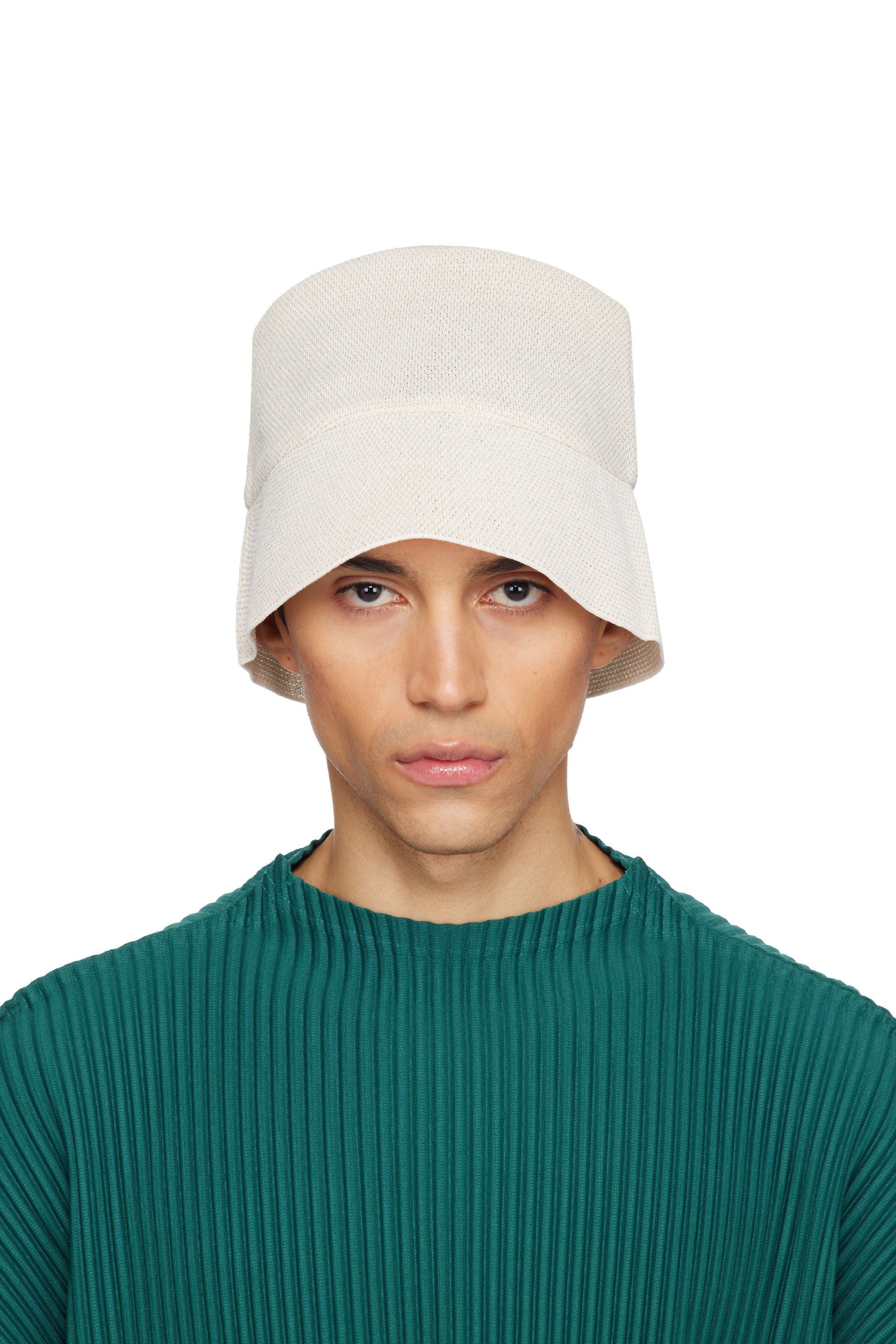 Homme Plissé Issey Miyake - Chapeau bob beige en papier japonais