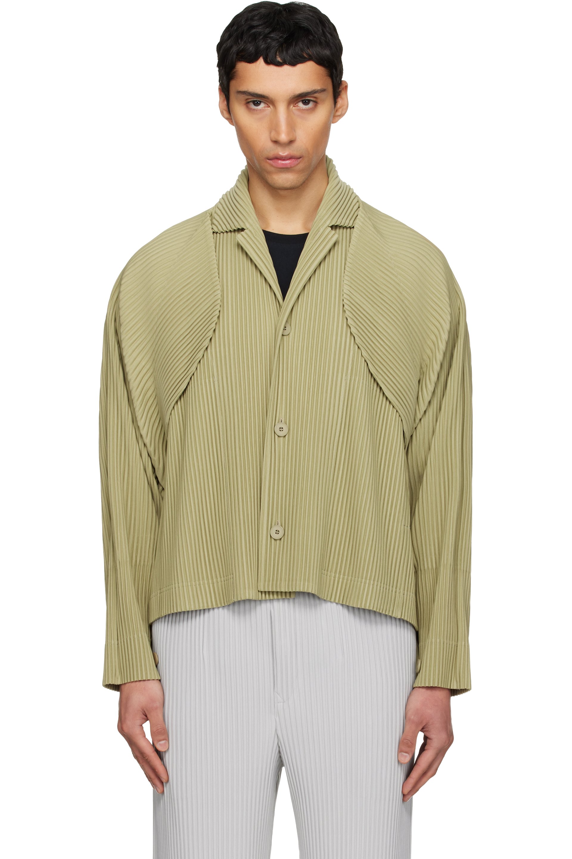 HOMME PLISSÉ ISSEY MIYAKE - Beige 'Cover and Fold' Jacket