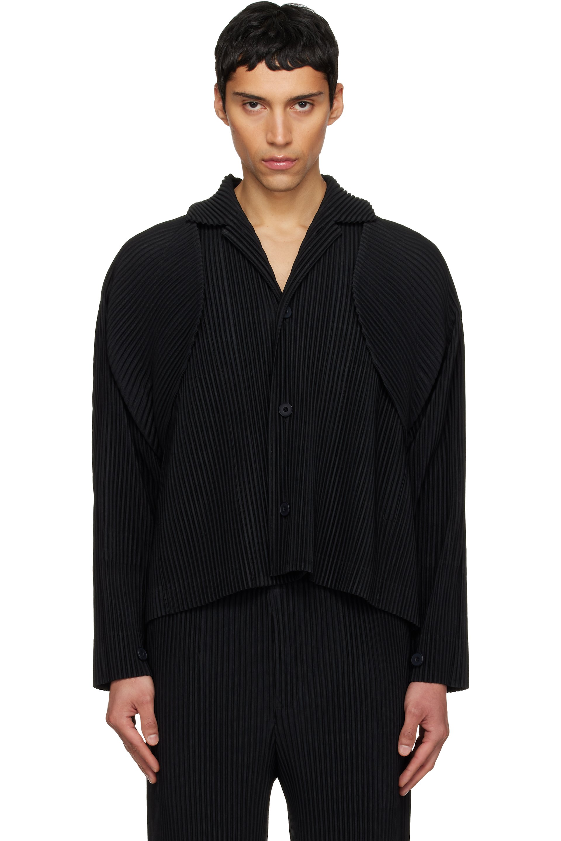 HOMME PLISSÉ ISSEY MIYAKE - Black 'Cover and Fold' Jacket
