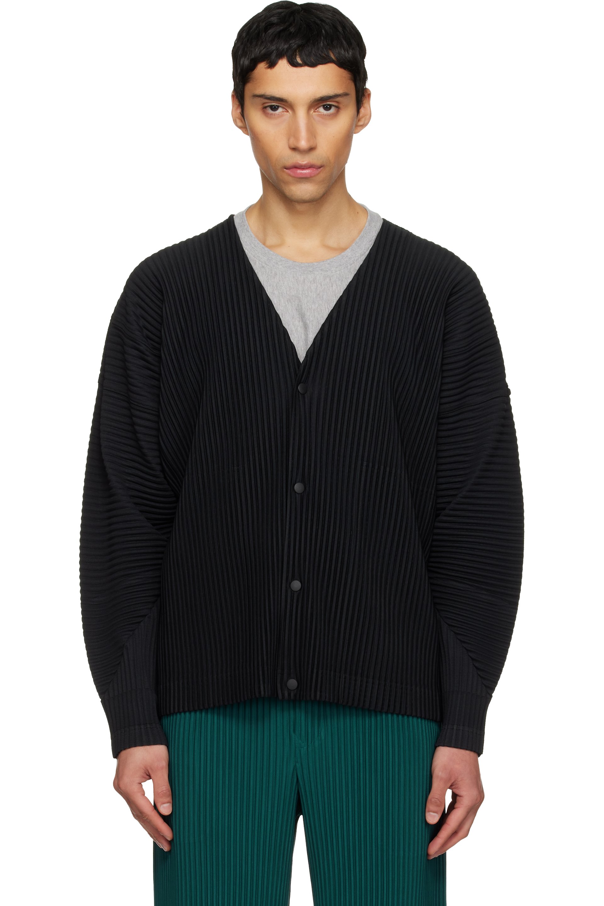 HOMME PLISSÉ ISSEY MIYAKE - Black Color Pleats 1 Cardigan
