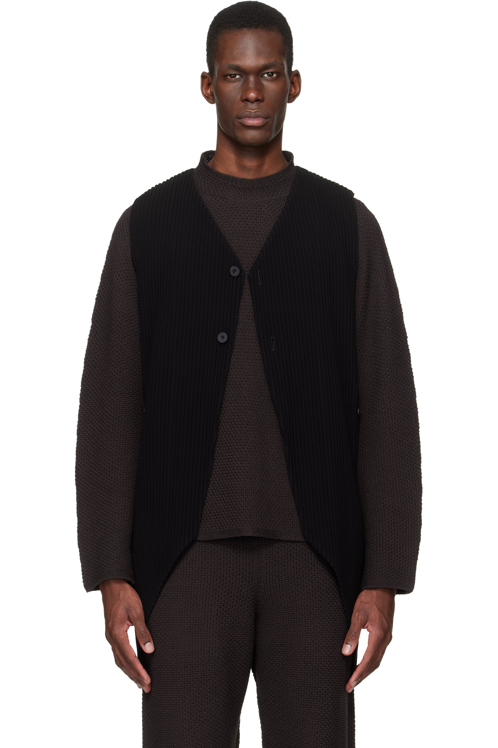 HOMME PLISSÉ ISSEY MIYAKE - Black Tuxedo Pleats Vest
