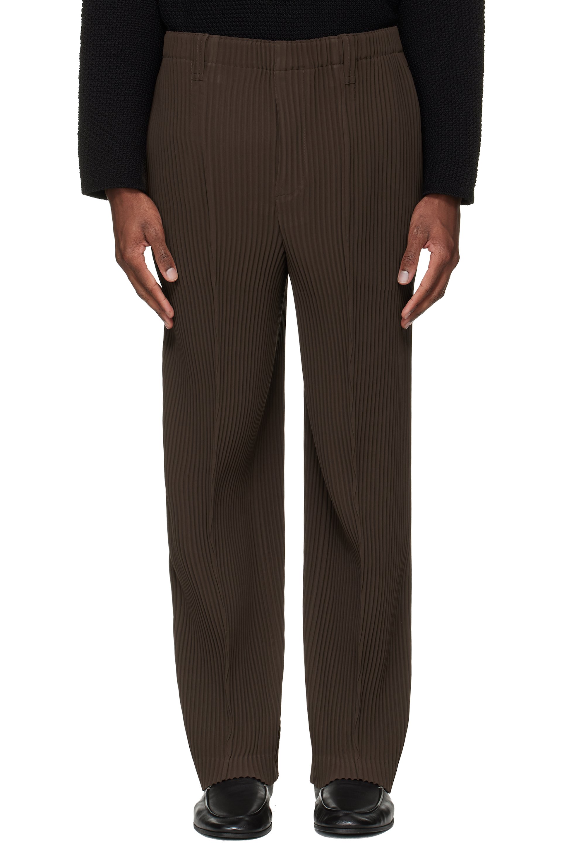 HOMME PLISSÉ ISSEY MIYAKE - Brown Tuxedo Pleats Trousers