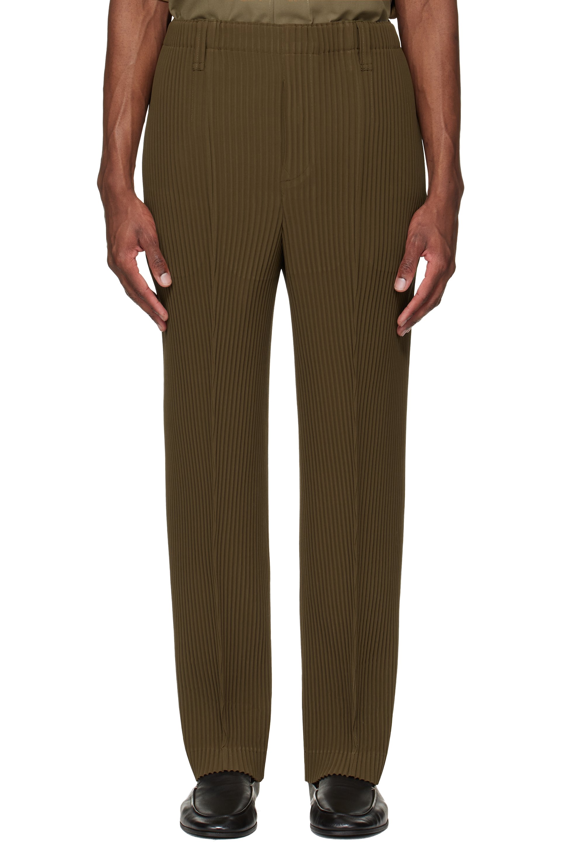 HOMME PLISSÉ ISSEY MIYAKE - Khaki Tuxedo Pleats Trousers
