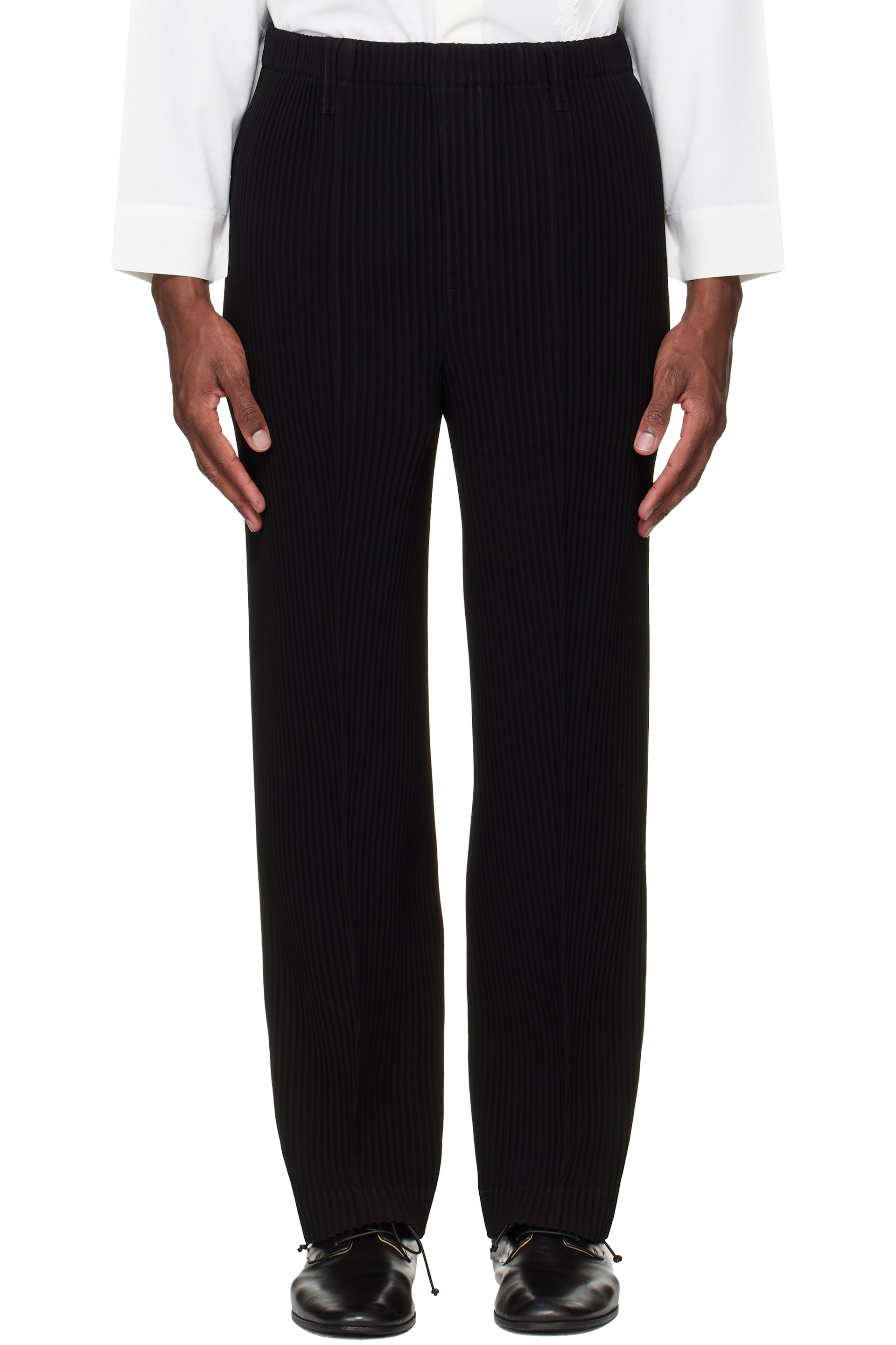 HOMME PLISSÉ ISSEY MIYAKE - Black Tuxedo Pleats Trousers