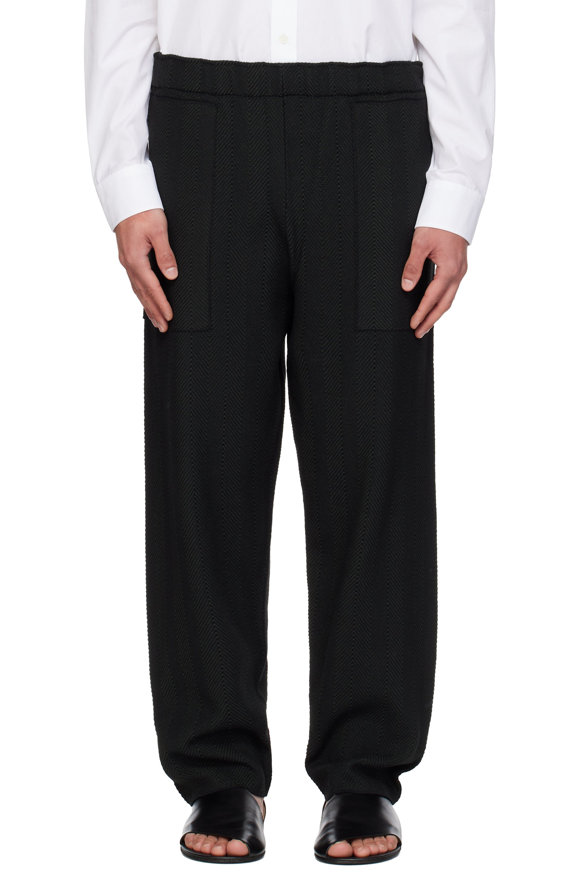 HOMME PLISSÉ ISSEY MIYAKE - Black Inlaid Knit Trousers