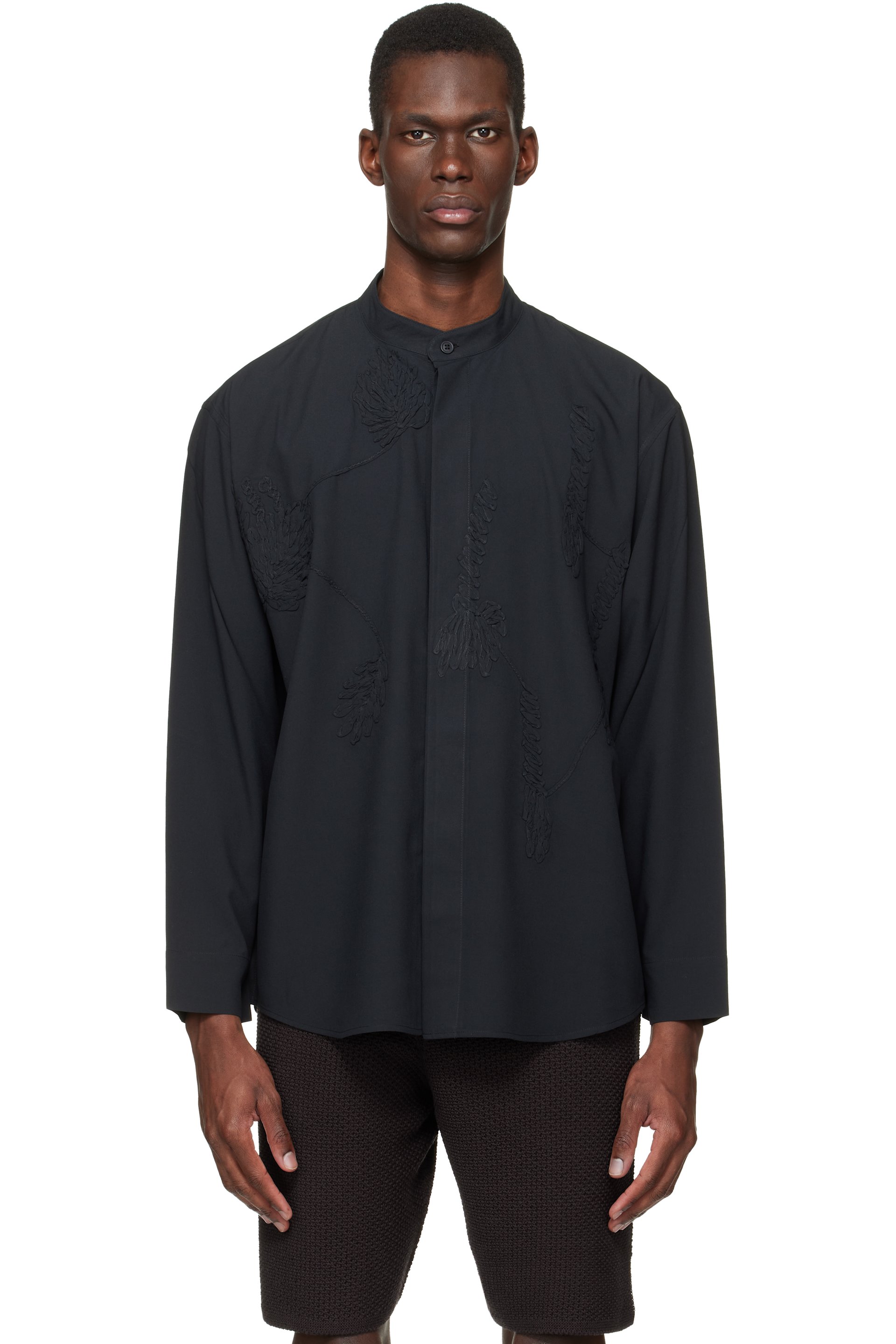 HOMME PLISSÉ ISSEY MIYAKE - Black Embroidery Press Shirt