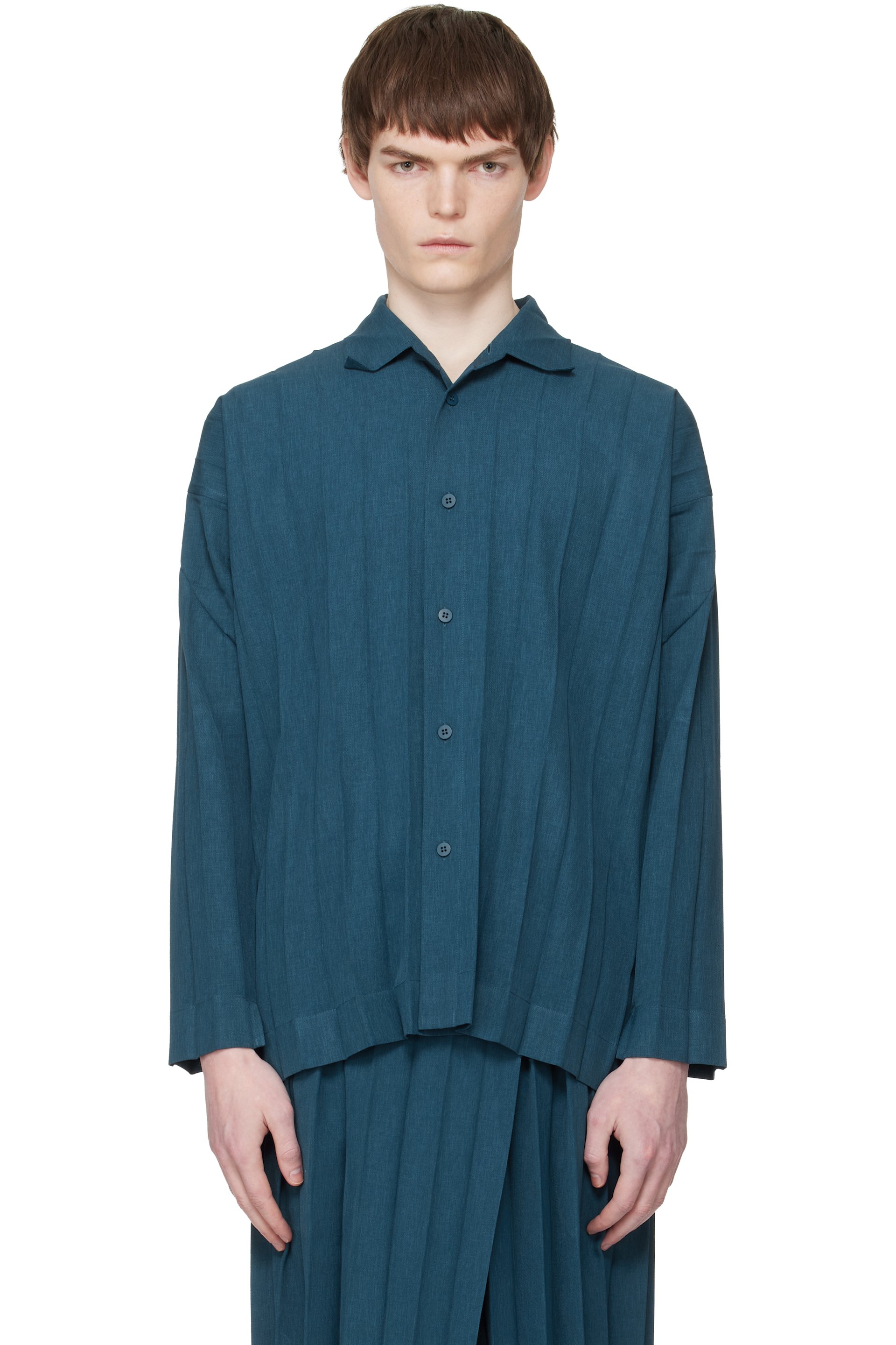 HOMME PLISSÉ ISSEY MIYAKE - Navy Edge Ensemble Shirt