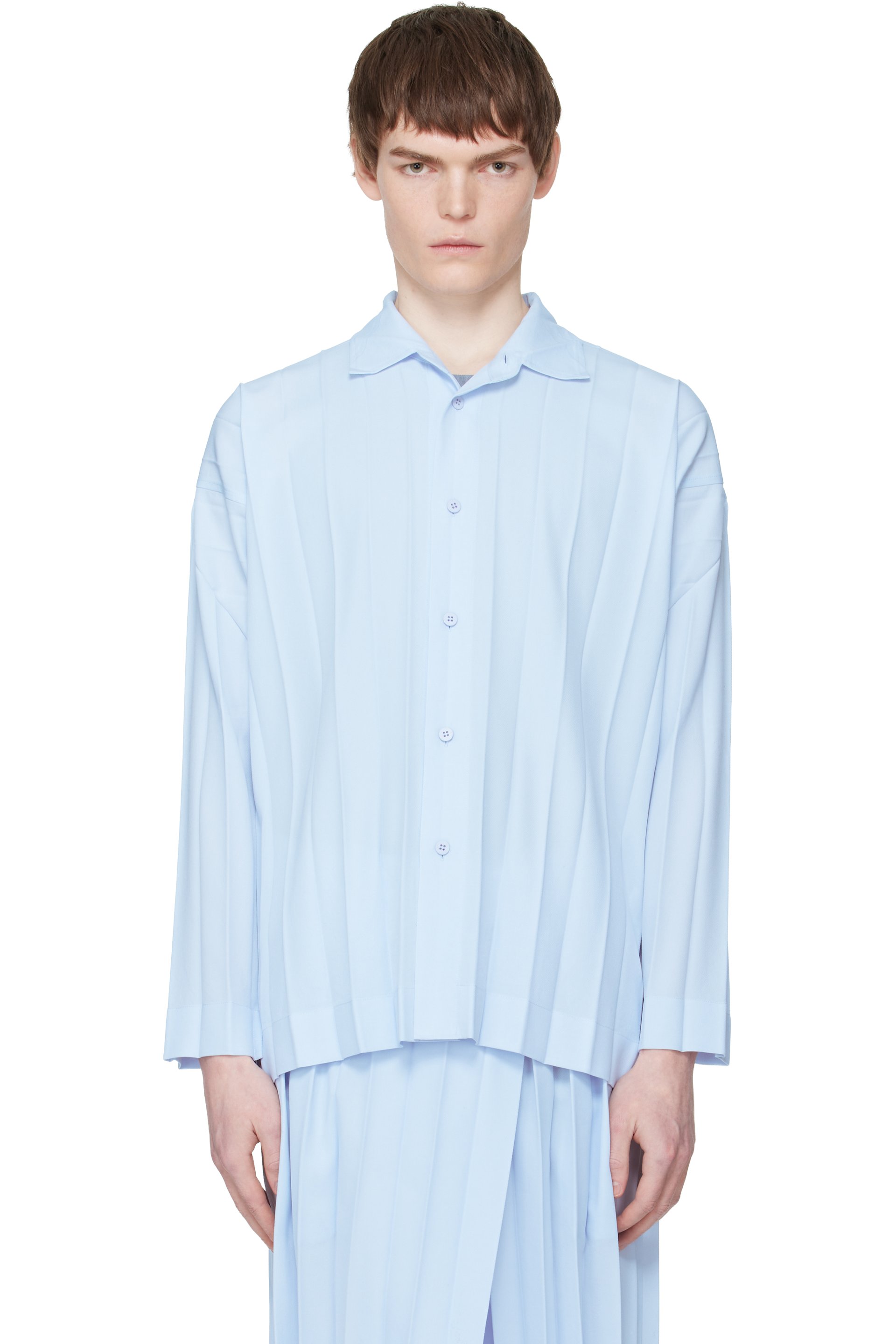 HOMME PLISSÉ ISSEY MIYAKE - Blue Edge Ensemble Shirt