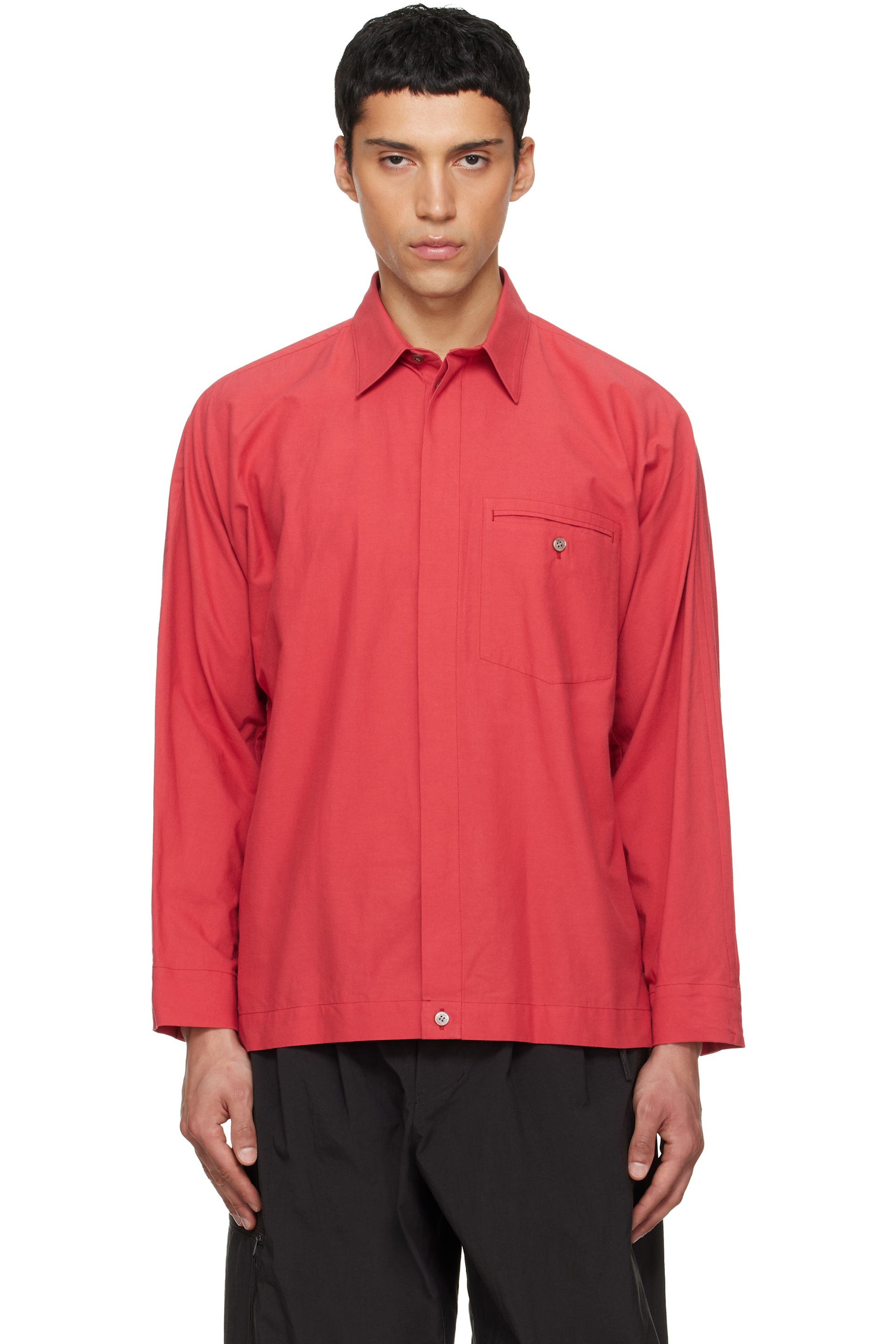 HOMME PLISSÉ ISSEY MIYAKE: Red Streamline Shirt | SSENSE