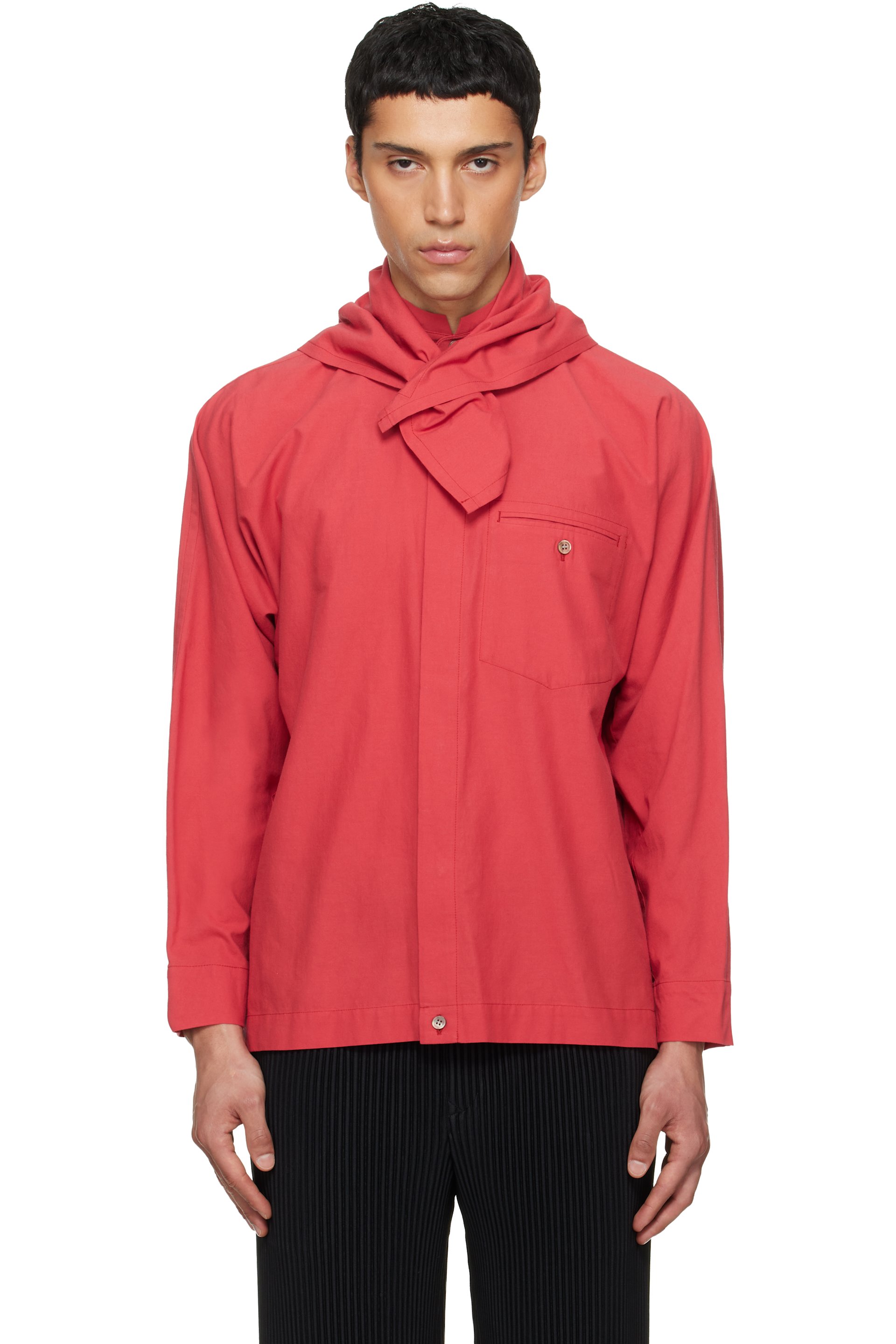 HOMME PLISSÉ ISSEY MIYAKE: Red Streamline Shirt | SSENSE