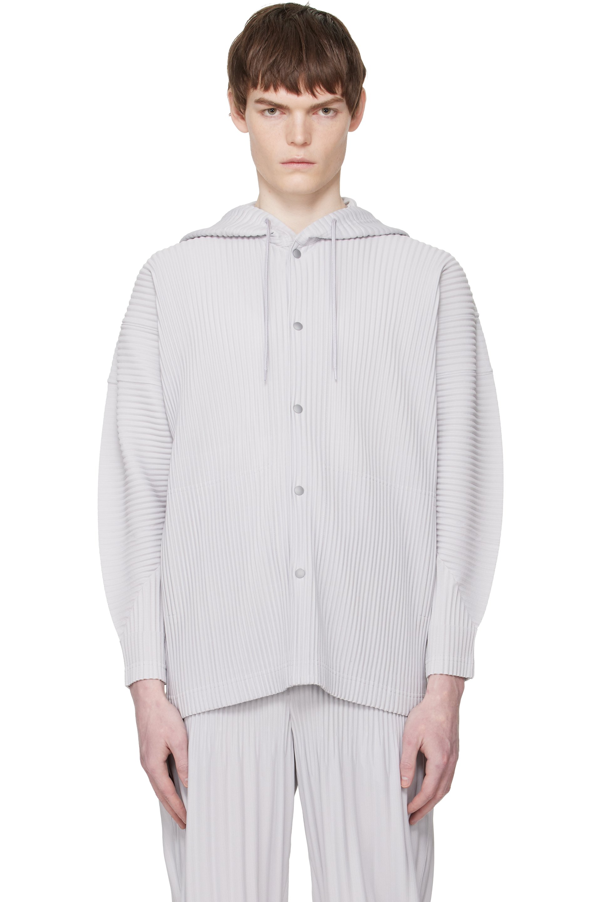 Homme Plissé Issey Miyake - Pull à capuche Monthly Colors February gris