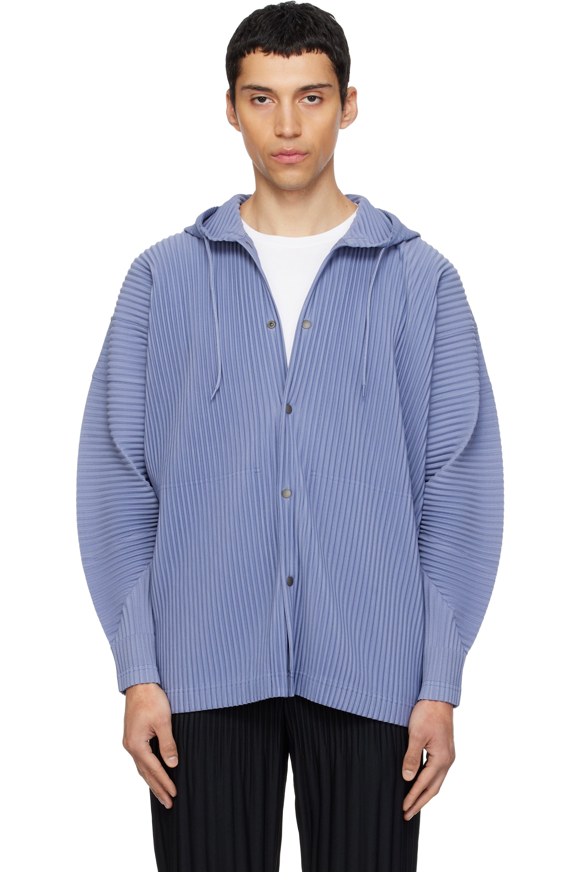 Homme Plissé Issey Miyake - Pull à capuche Monthly Colors February bleu