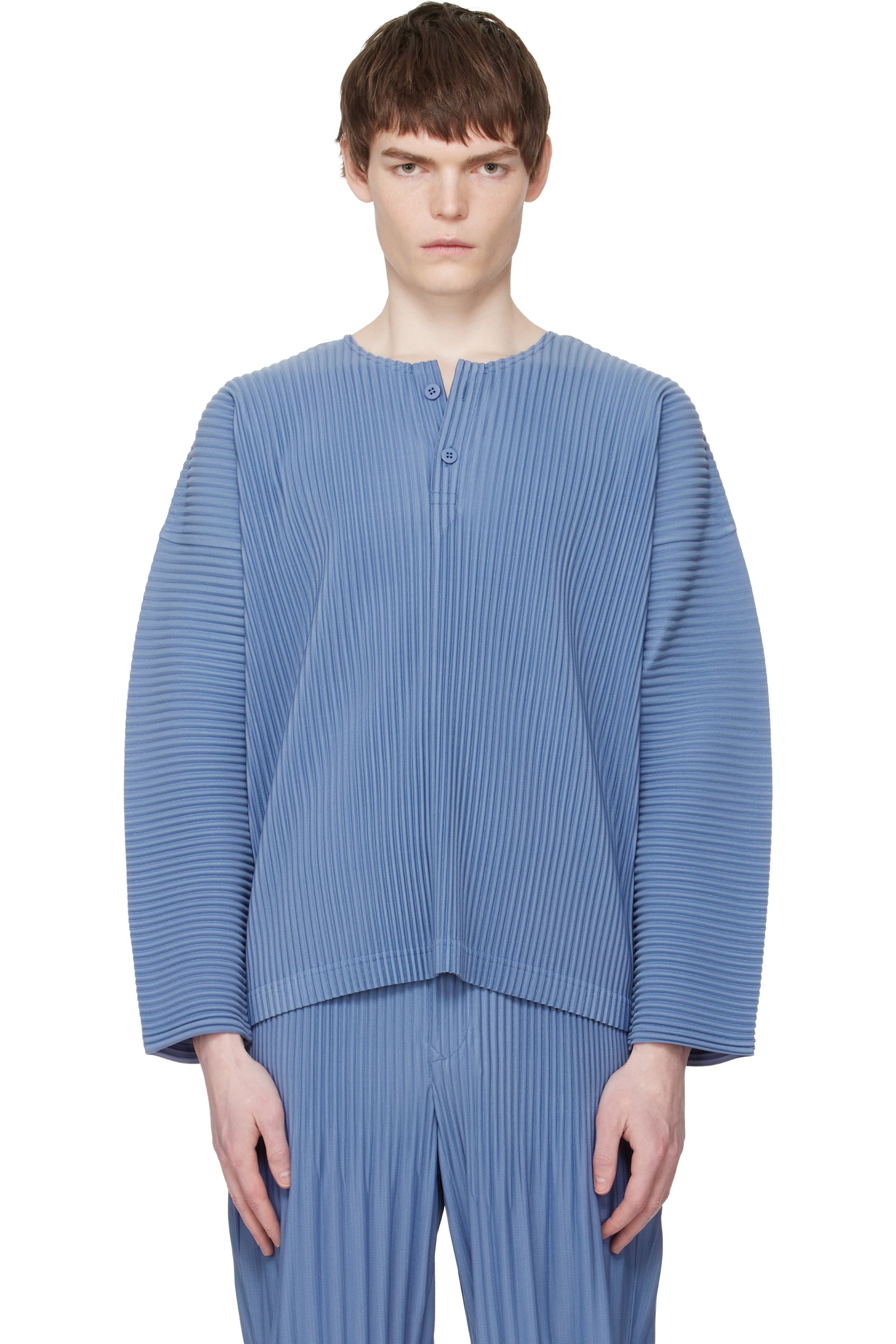HOMME PLISSÉ ISSEY MIYAKE: Blue Monthly Colors February Henley