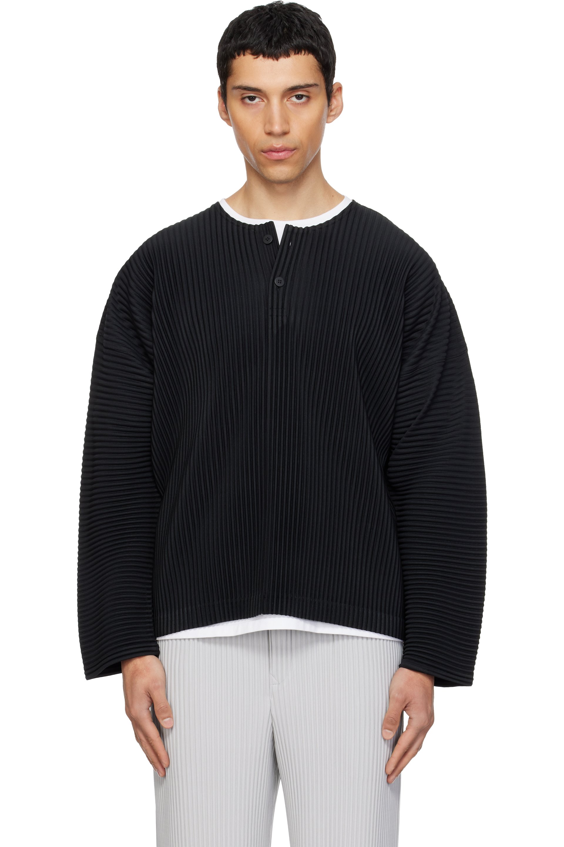 HOMME PLISSÉ ISSEY MIYAKE - 黑色 Monthly Colors February 亨利衫
