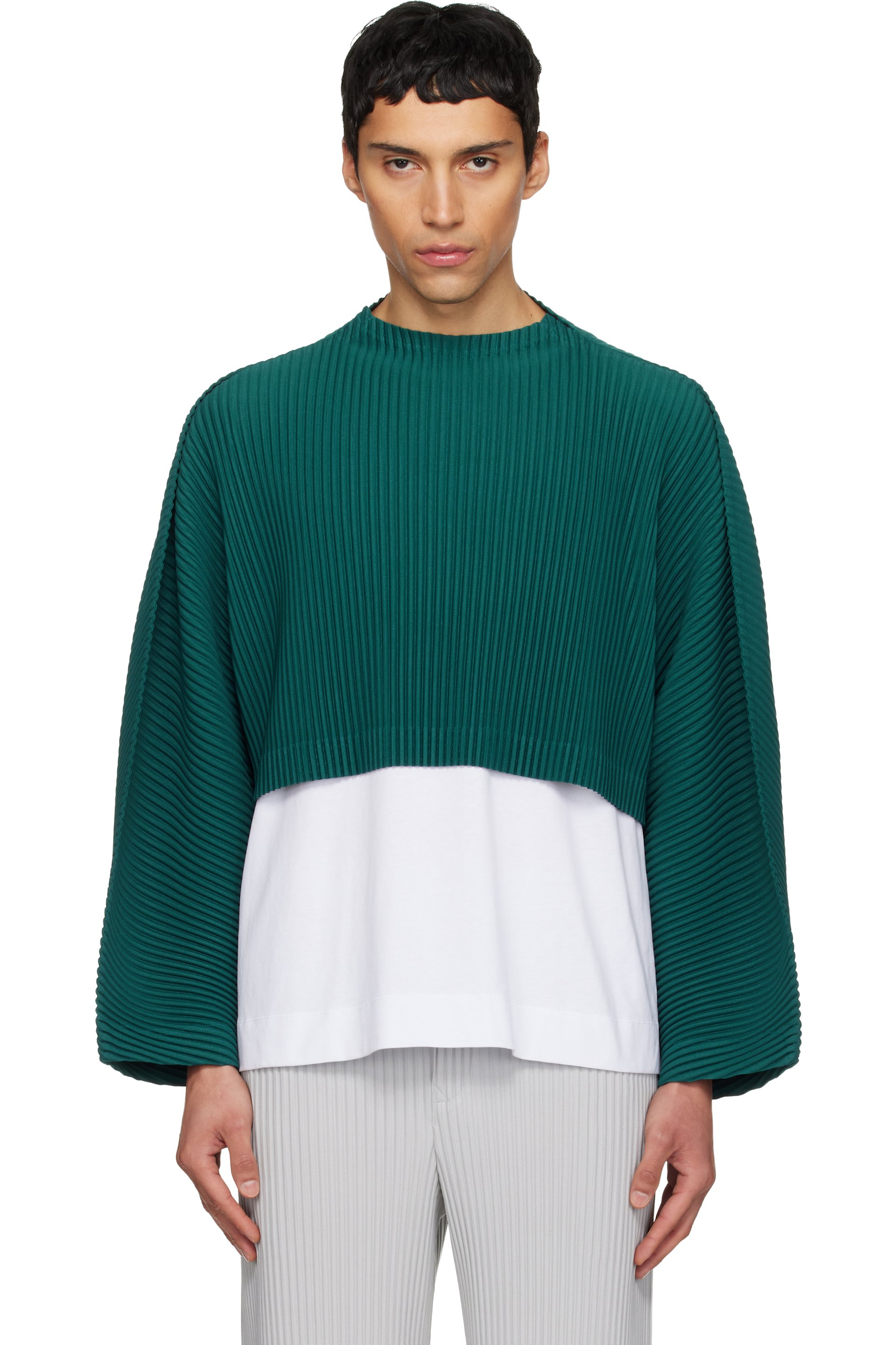 HOMME PLISSÉ ISSEY MIYAKE COLOR PLEATS HOMME PLISSÉ ISSEY MIYAKE: Green Color Pleats 1 Top | SSENSE
