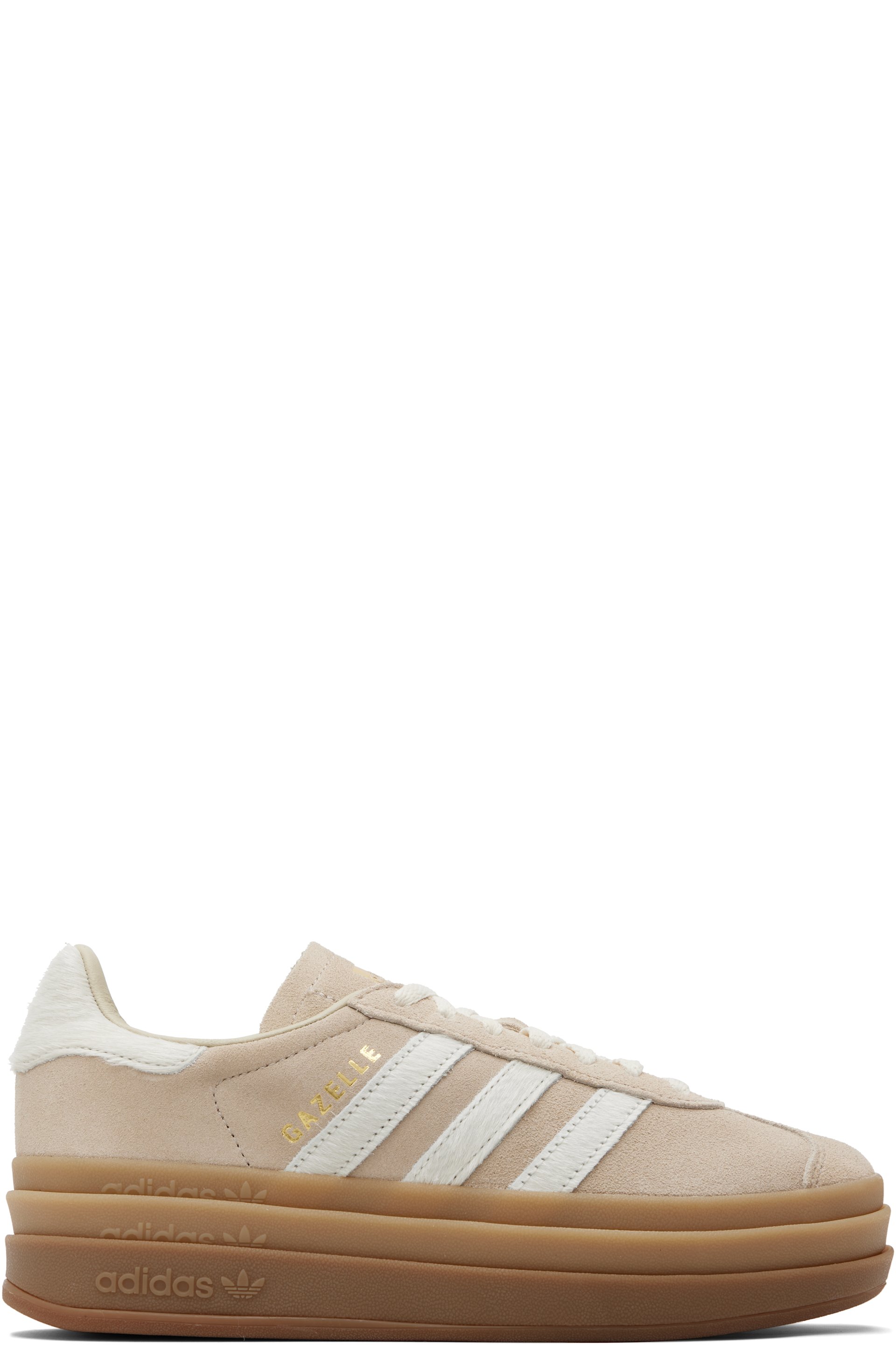 adidas Originals - Baskets Gazelle beiges à plateforme