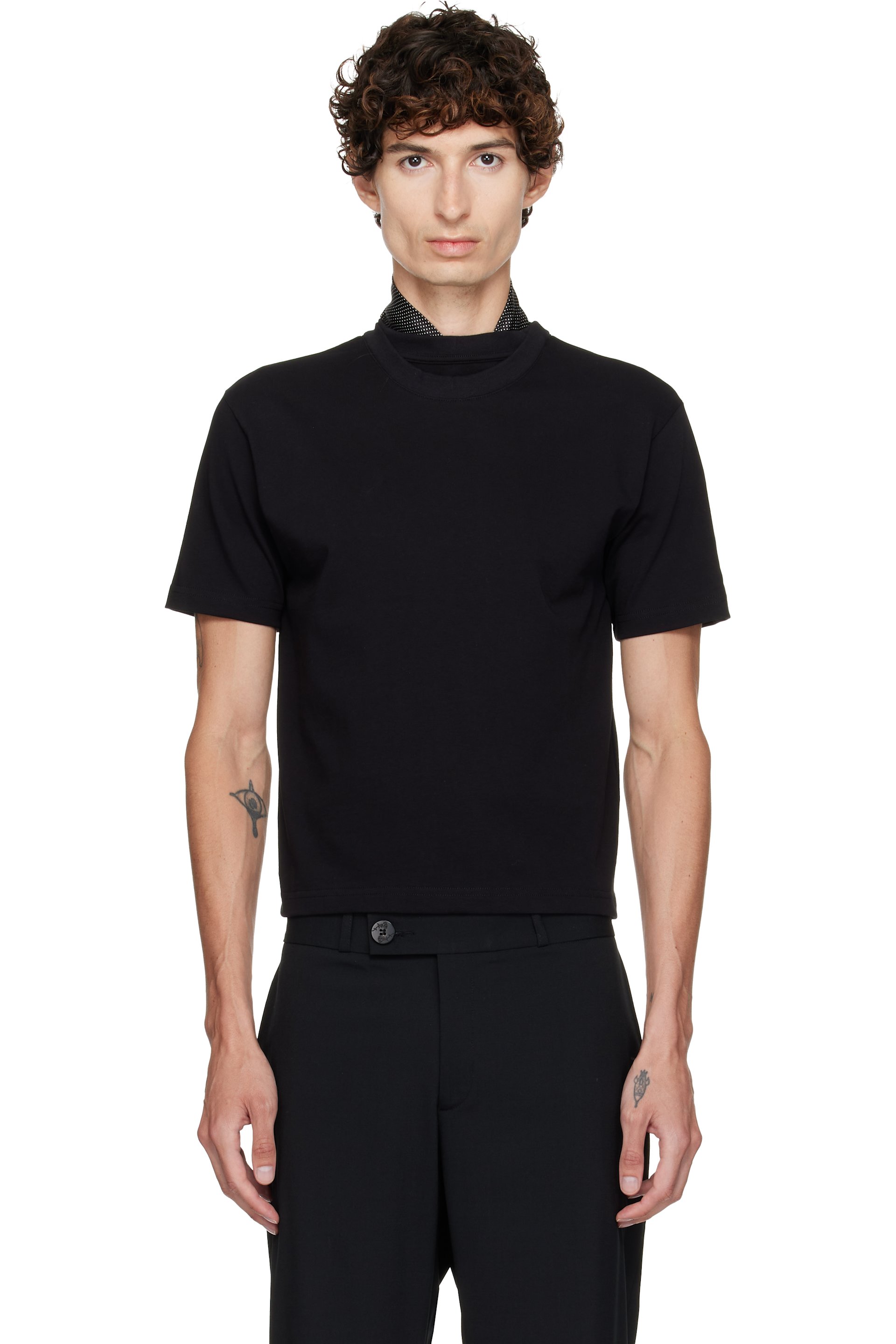HODAKOVA - T-shirt noir à col étagé