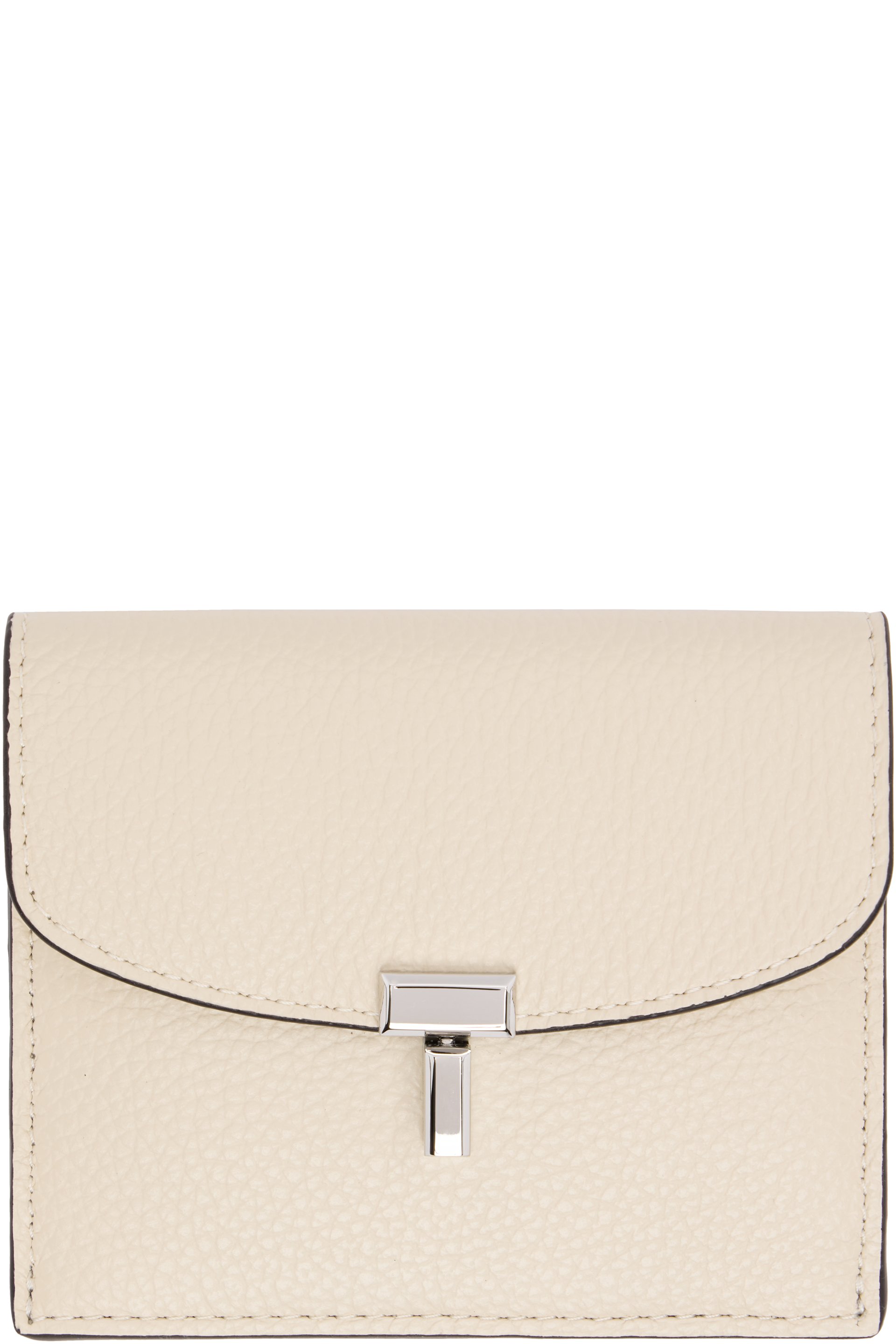 TOTEME - Porte-carte blanc cassé en cuir grainé à fermoir à verrou tournant en T