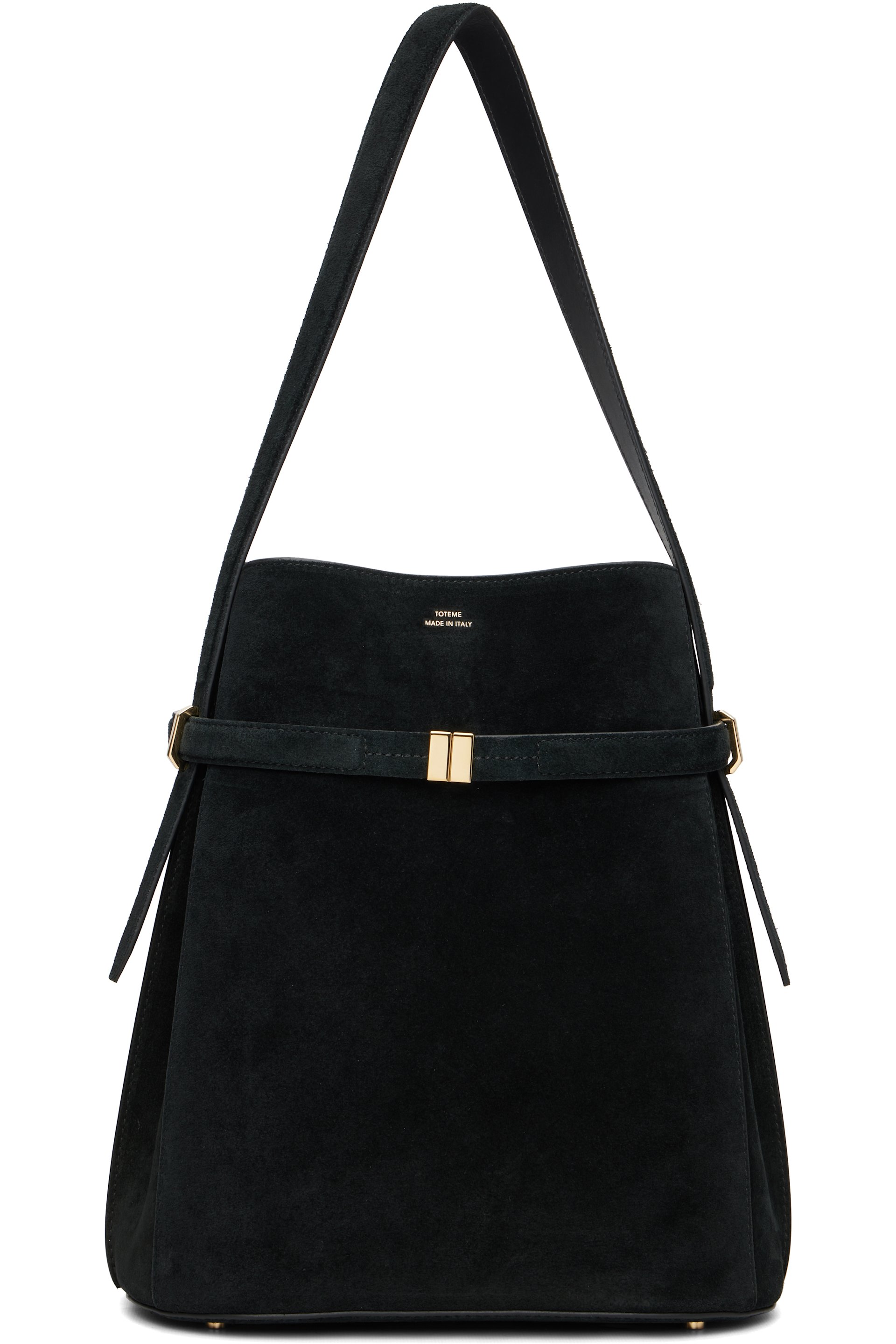 TOTEME - Sac seau noir en suède à sangle de style ceinture
