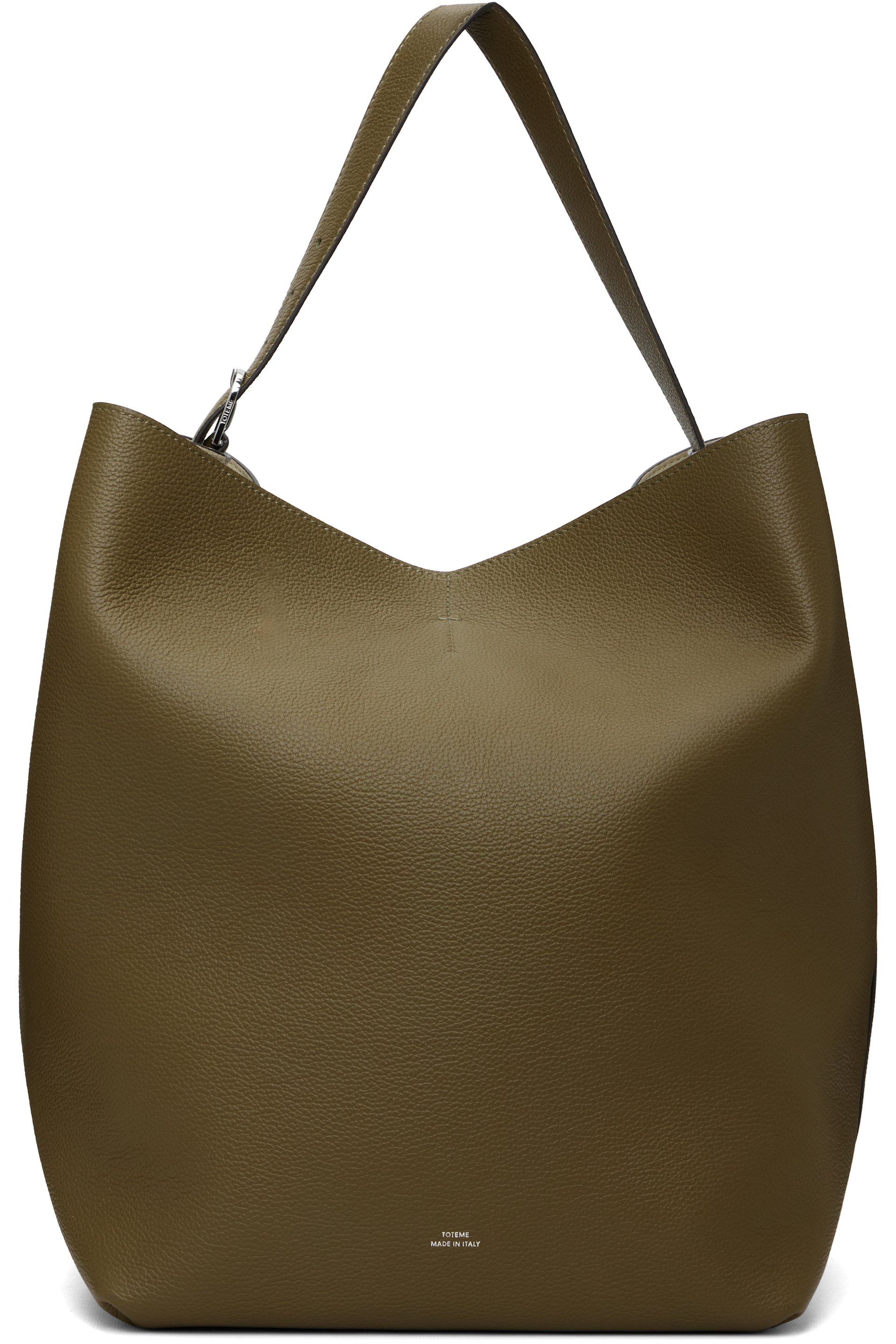 TOTEME - Cabas brun en cuir grainé à anse de style ceinture
