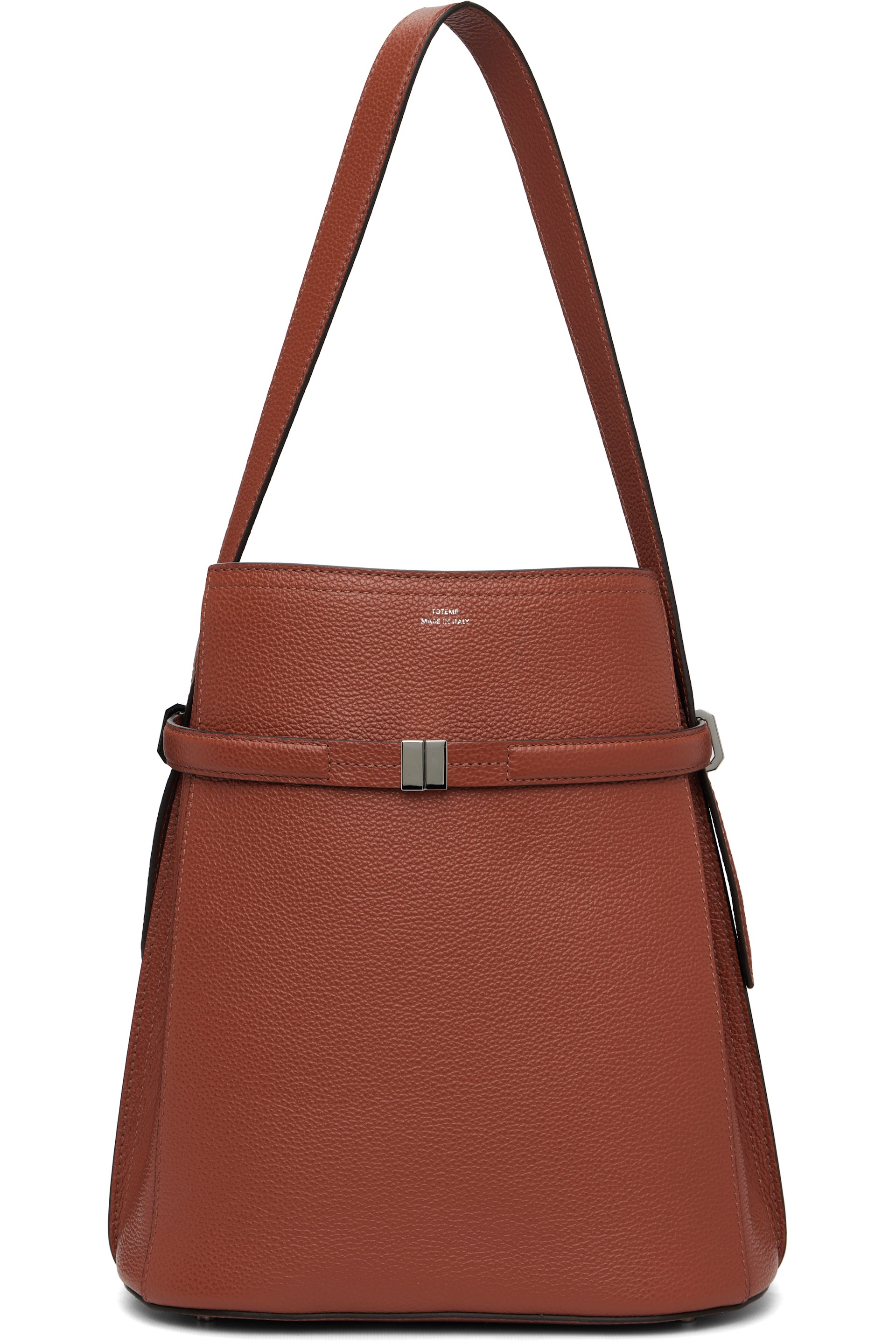 TOTEME - Sac seau brun clair en cuir grainé à sangle de style ceinture