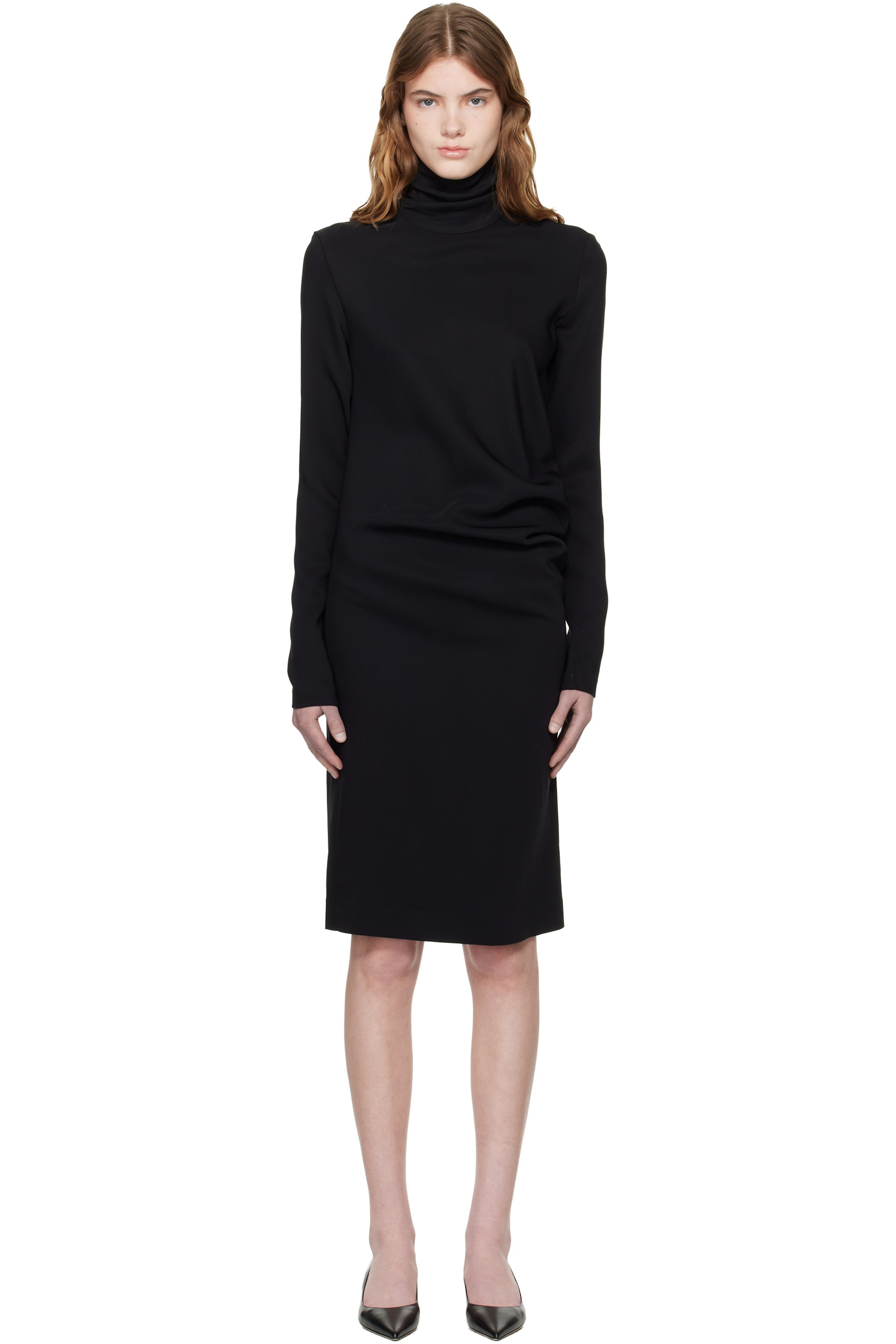 TOTEME - Robe courte noire à coutures torsadées