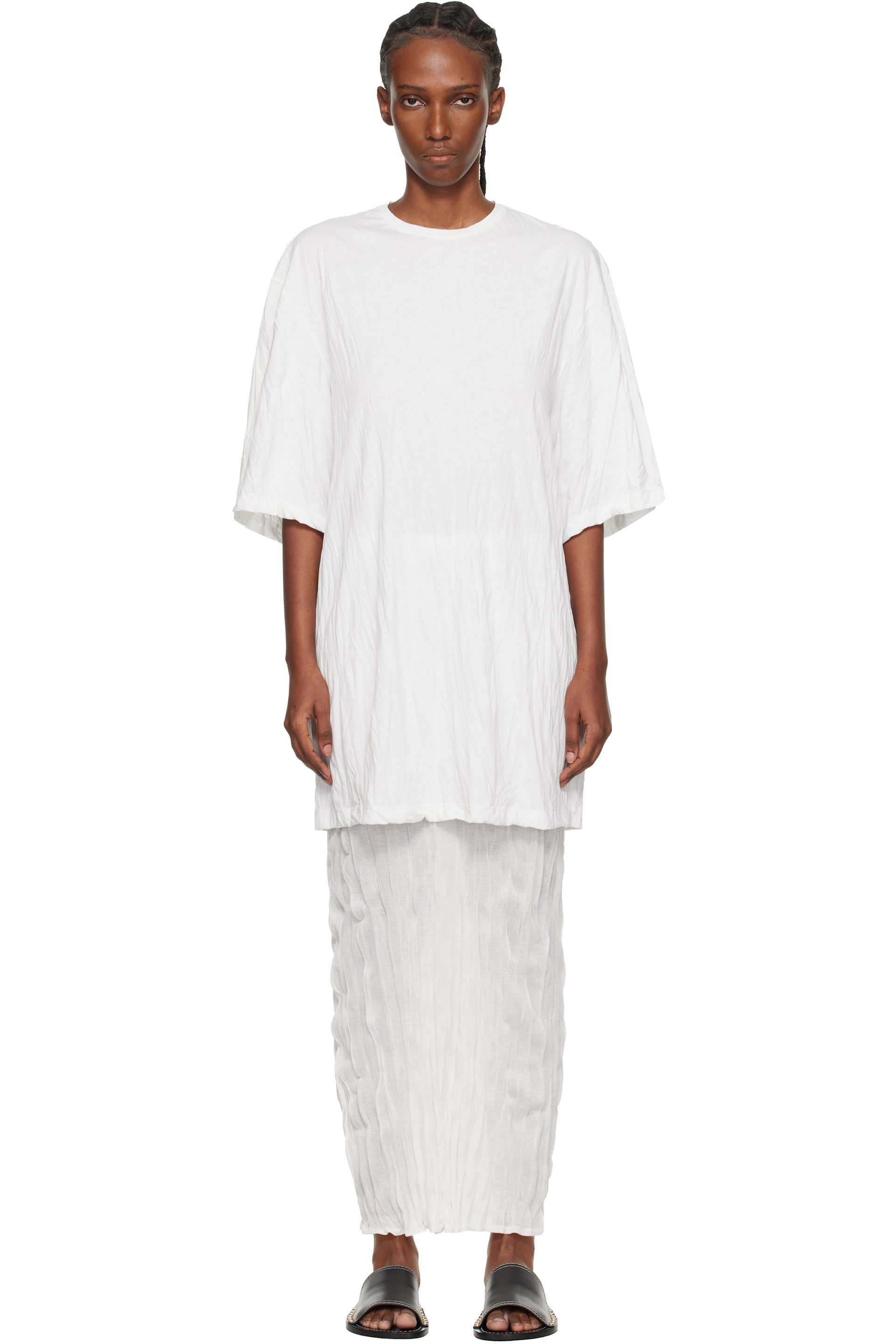 TOTEME - Robe t-shirt courte décontractée blanc cassé