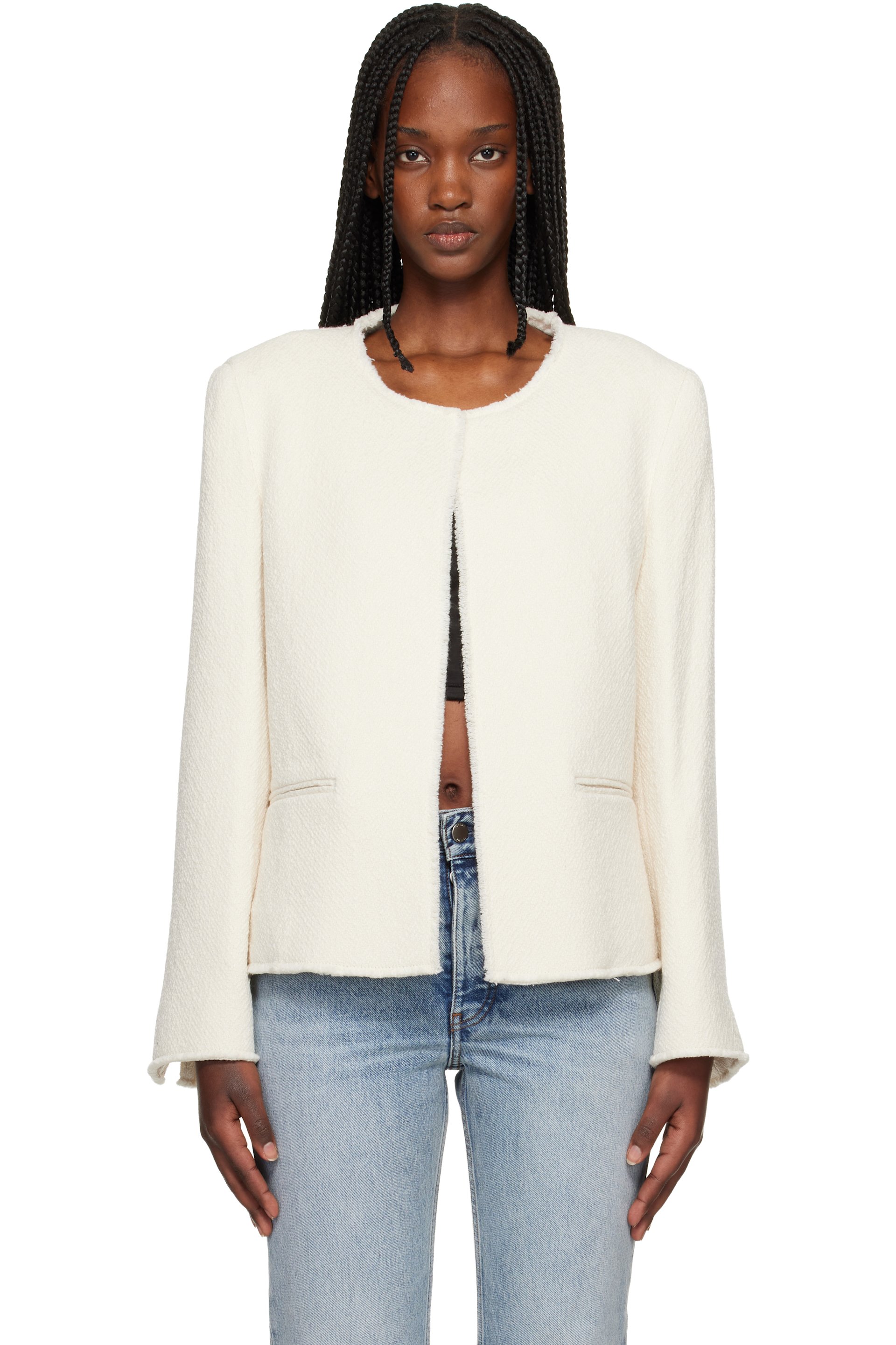 TOTEME - Off-White Open-Front Bouclé Blazer