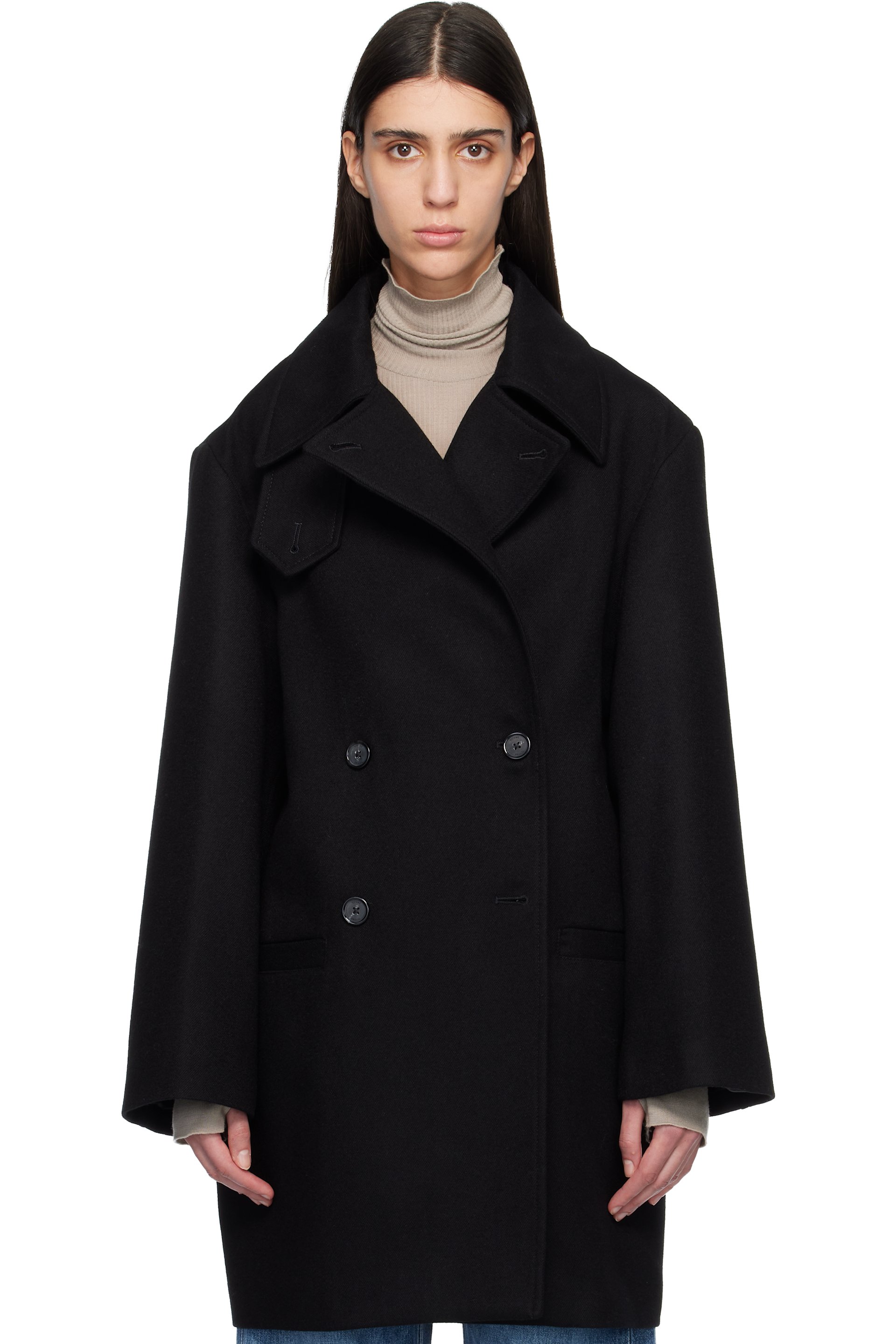 TOTEME - Black Broad Peacoat