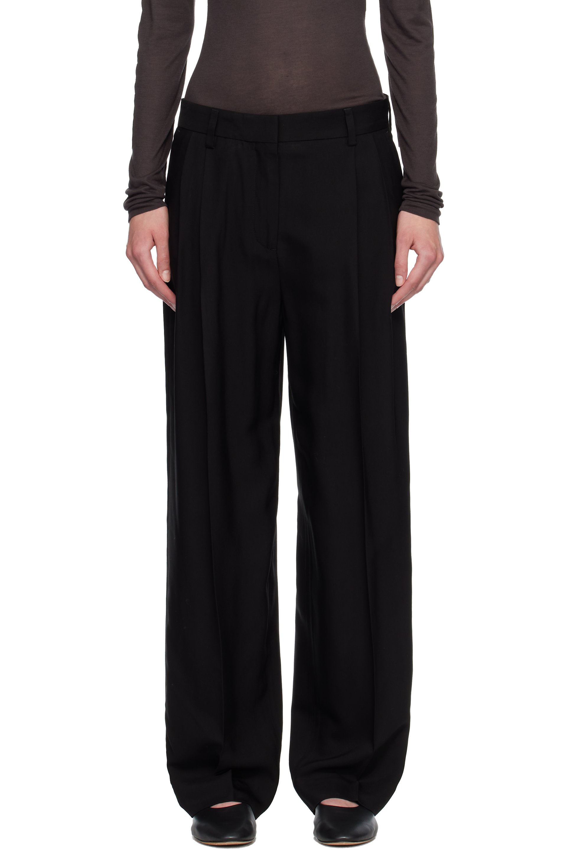 TOTEME - Pantalon Fluid noir à plis