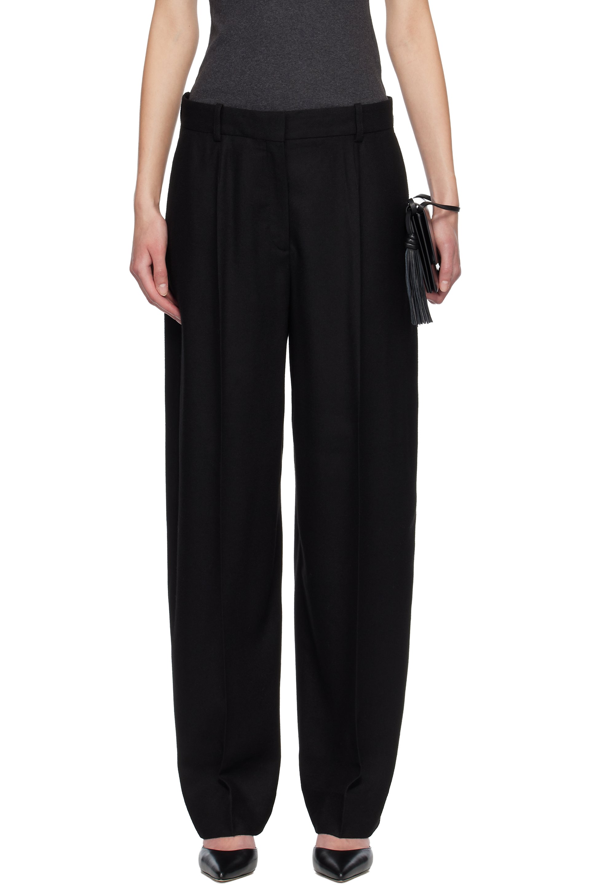 TOTEME - Pantalon ample noir en flanelle