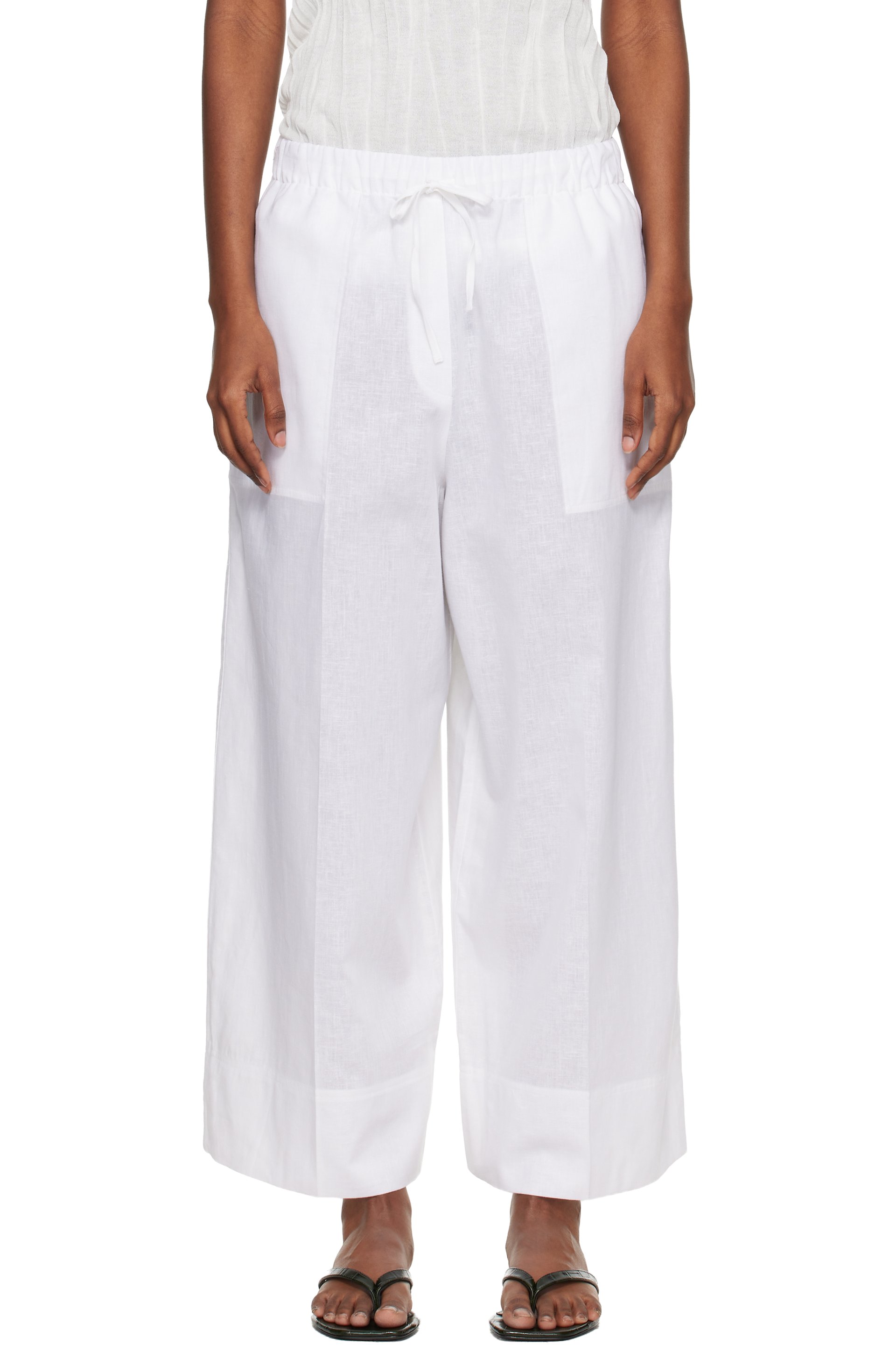 TOTEME - White Wide Summer Trousers