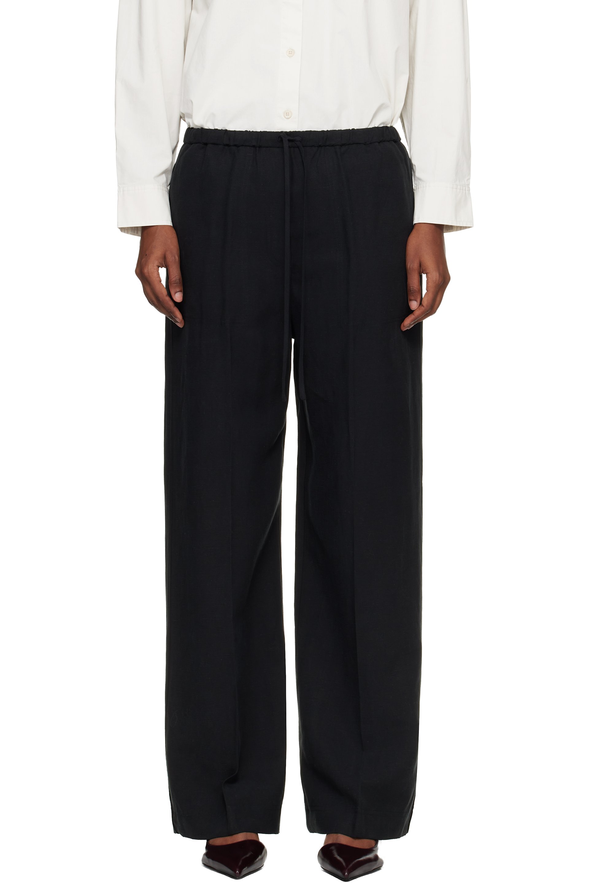 TOTEME - Pantalon fluide noir à cordon coulissant