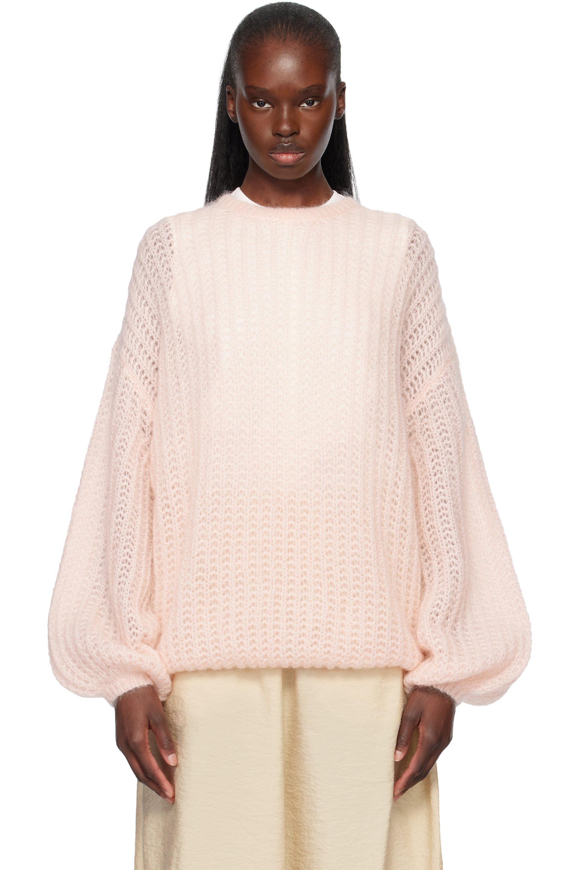 TOTEME - Pull bouffant rose en tricot