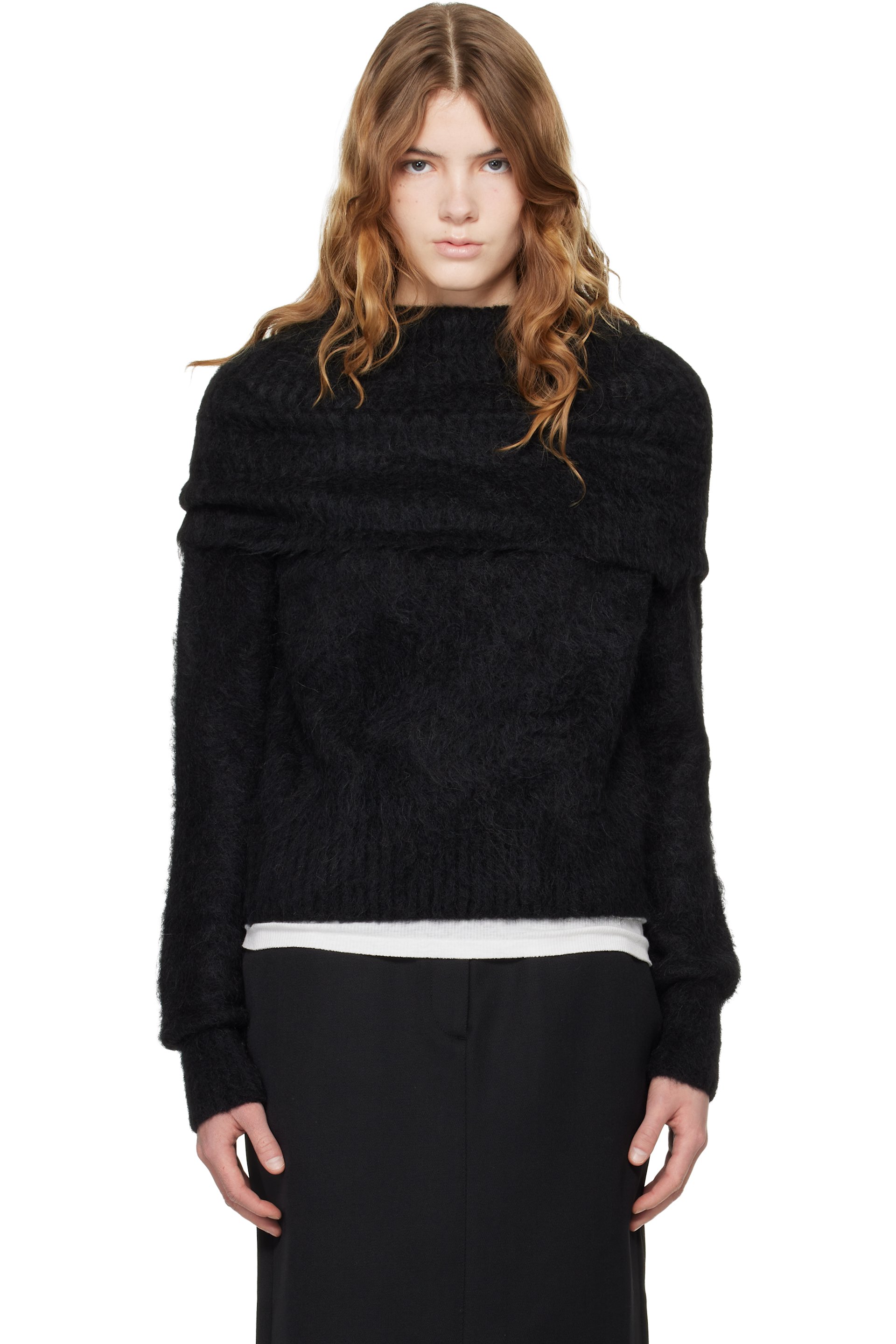TOTEME - Col roulé noir en tricot d'alpaga mélangé à col cheminée
