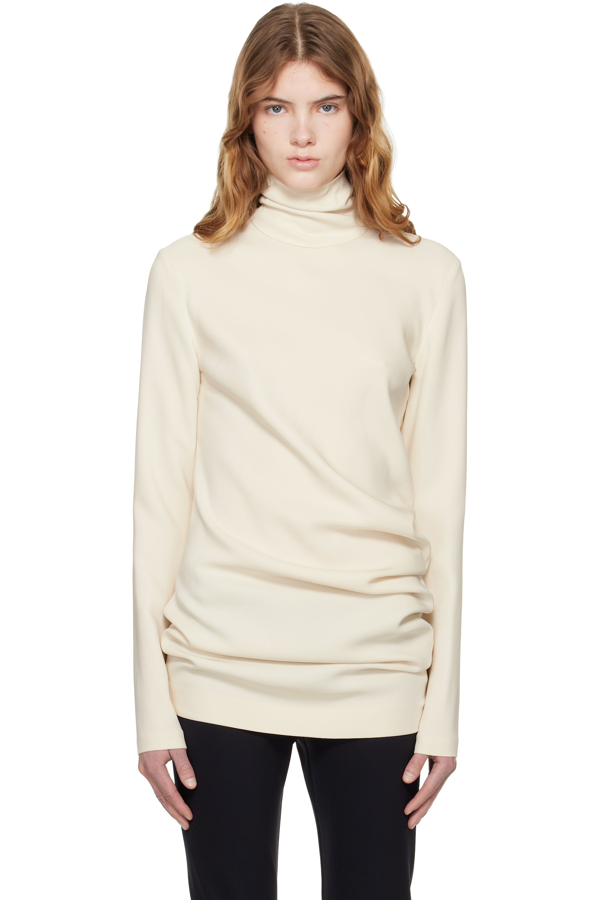 TOTEME - Off-White High-Neck Twist Blouse