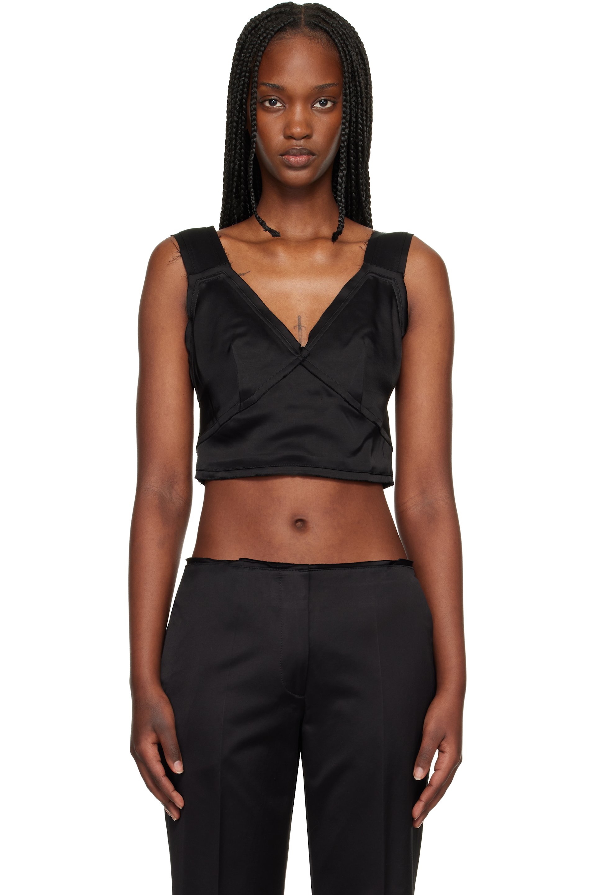 TOTEME - Camisole écourtée noire en satin