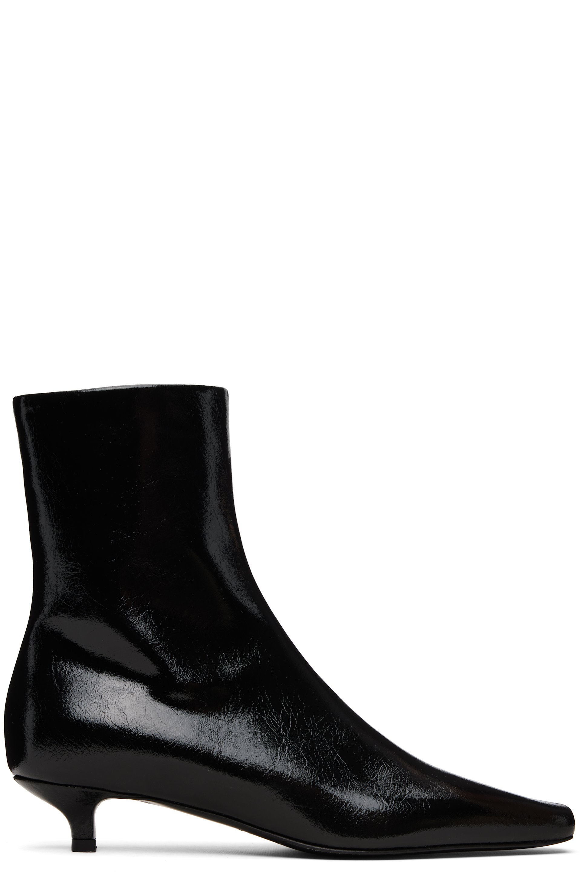 TOTEME - Bottines étroites noires en cuir naplak