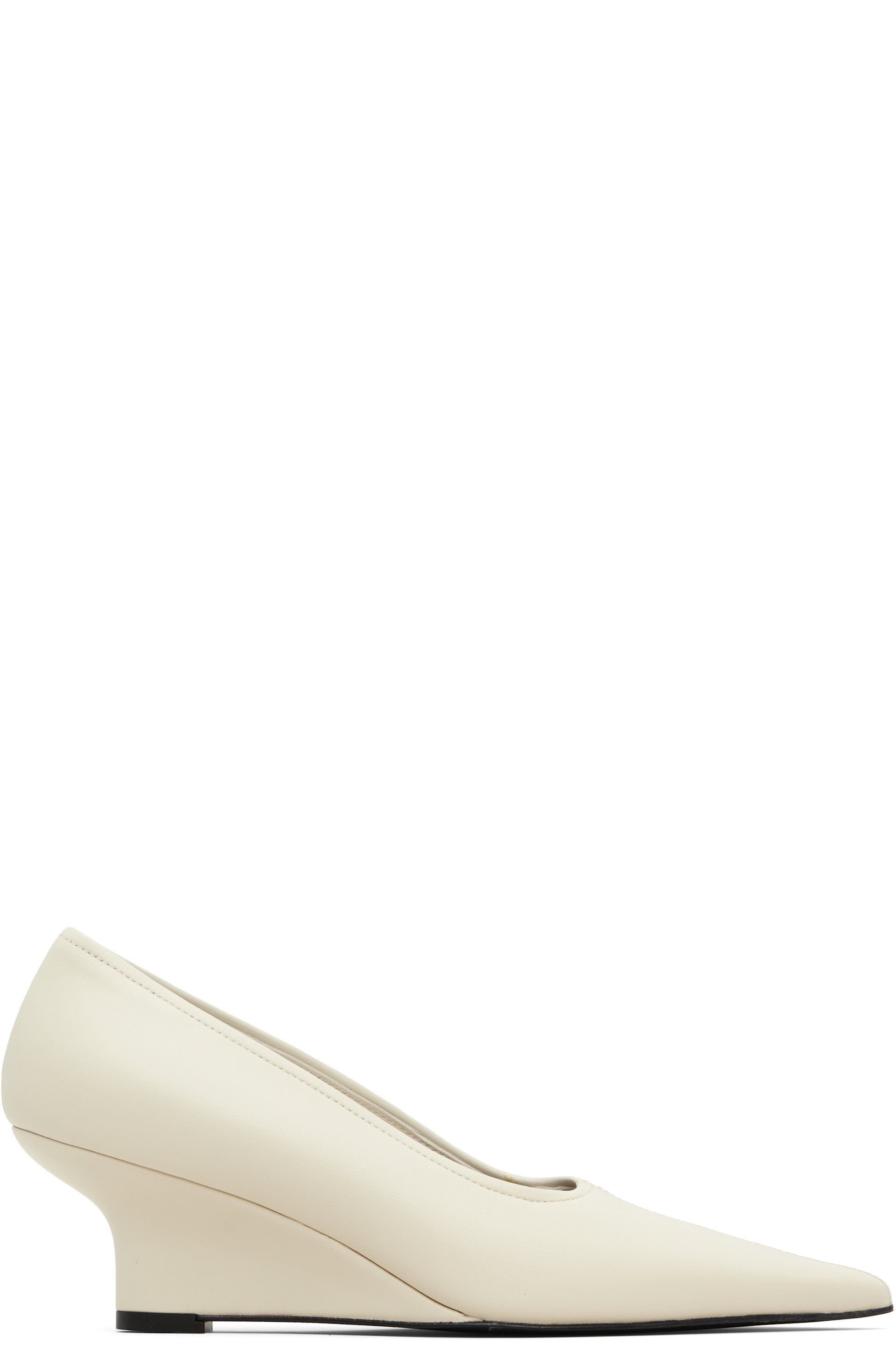 TOTEME - Chaussures à talon compensé blanches en cuir nappa à bout pointu