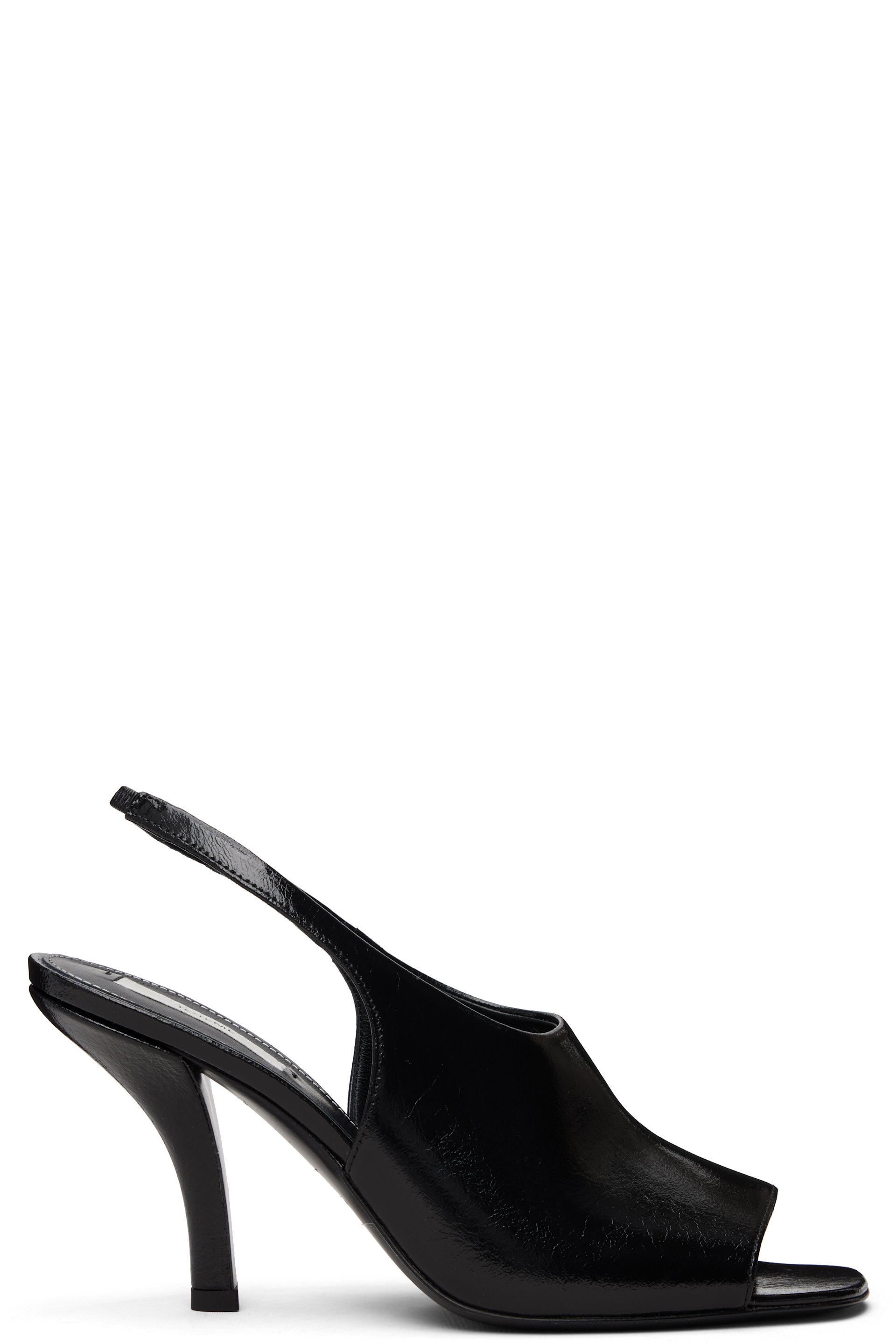 TOTEME - Sandales à talon noires en cuir naplak à bride arrière