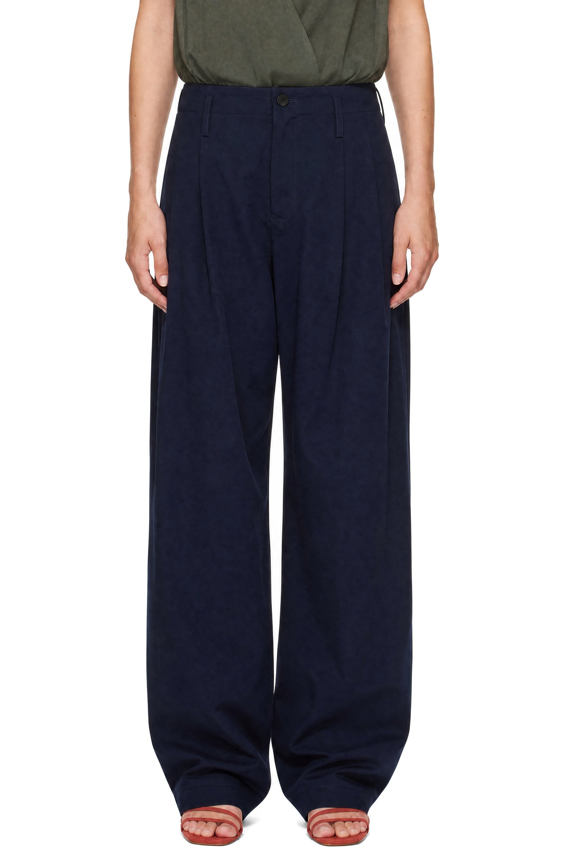 Maryam Nassir Zadeh - Navy Abdou Cotton Twill Trousers