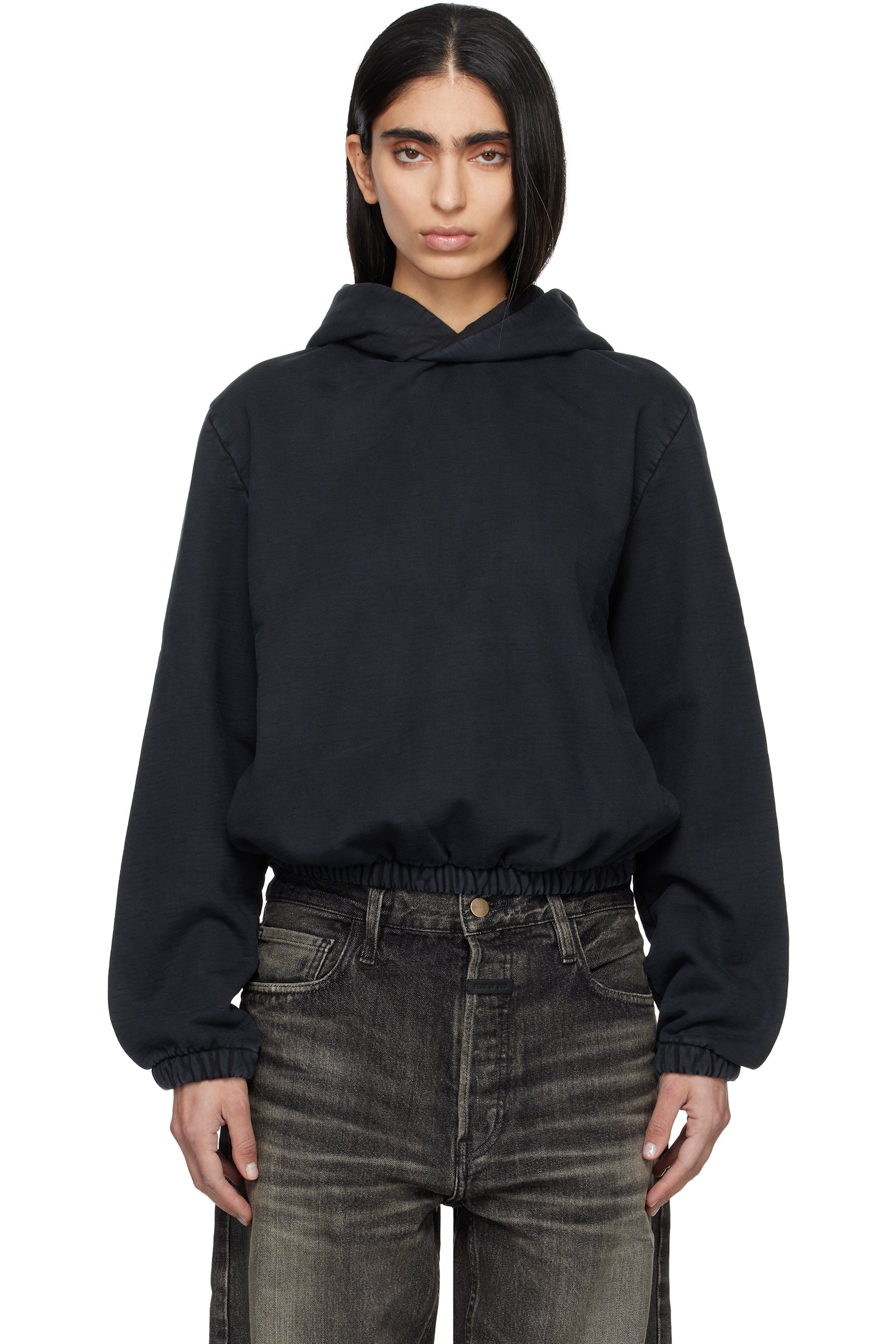 Fear of God - Pull à capuche noir en molleton à effet décoloré au soleil